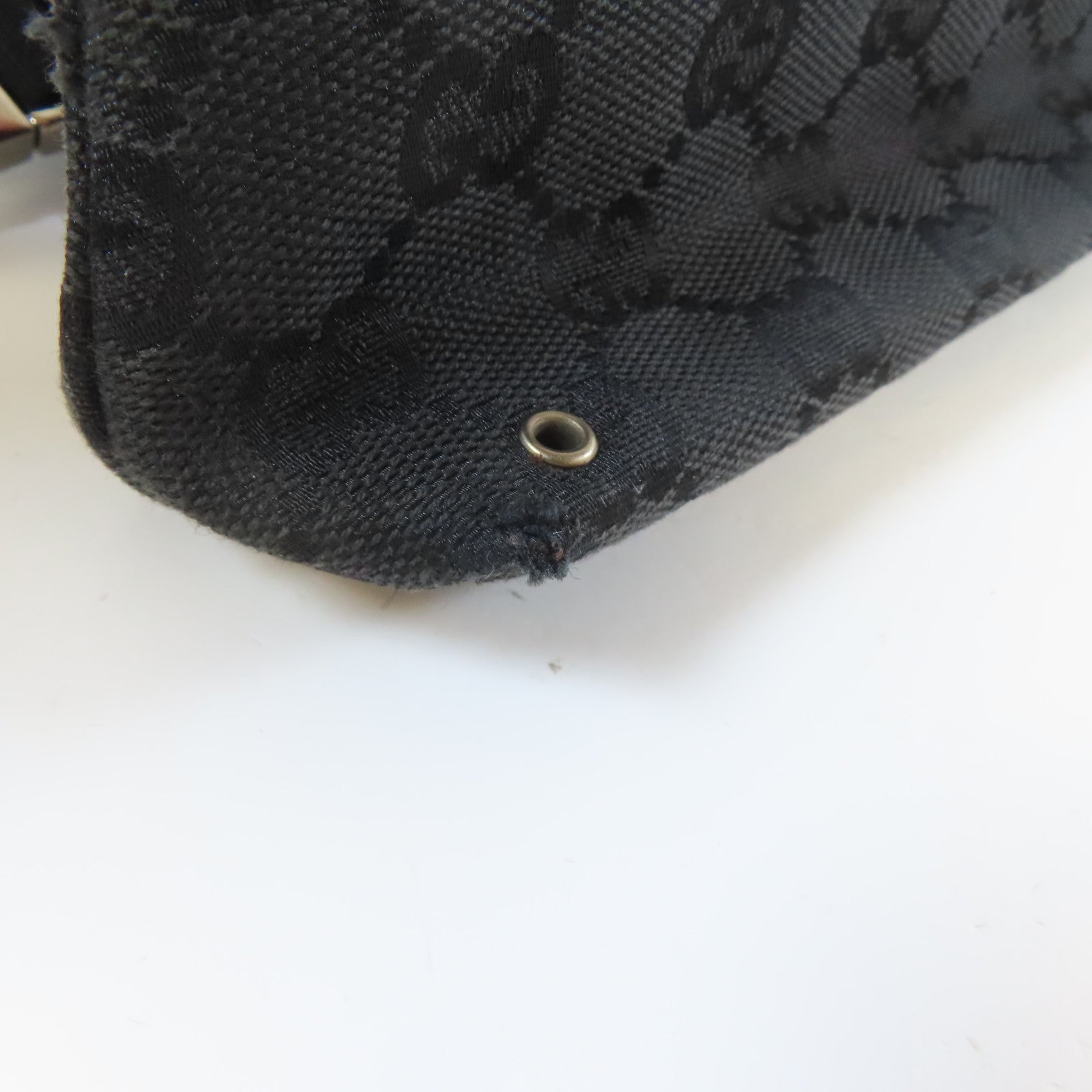 GUCCI 帆布Waist Bag銀扣腰包黑色