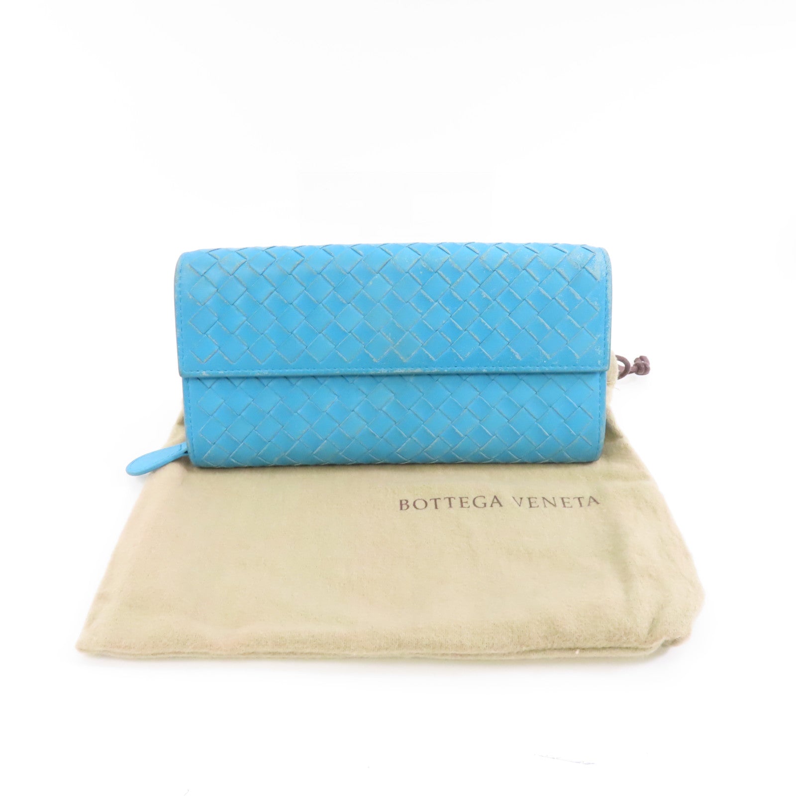 BOTTEGA VENETA 【激減優惠】皮革Long Wallet長錢包綠松石色