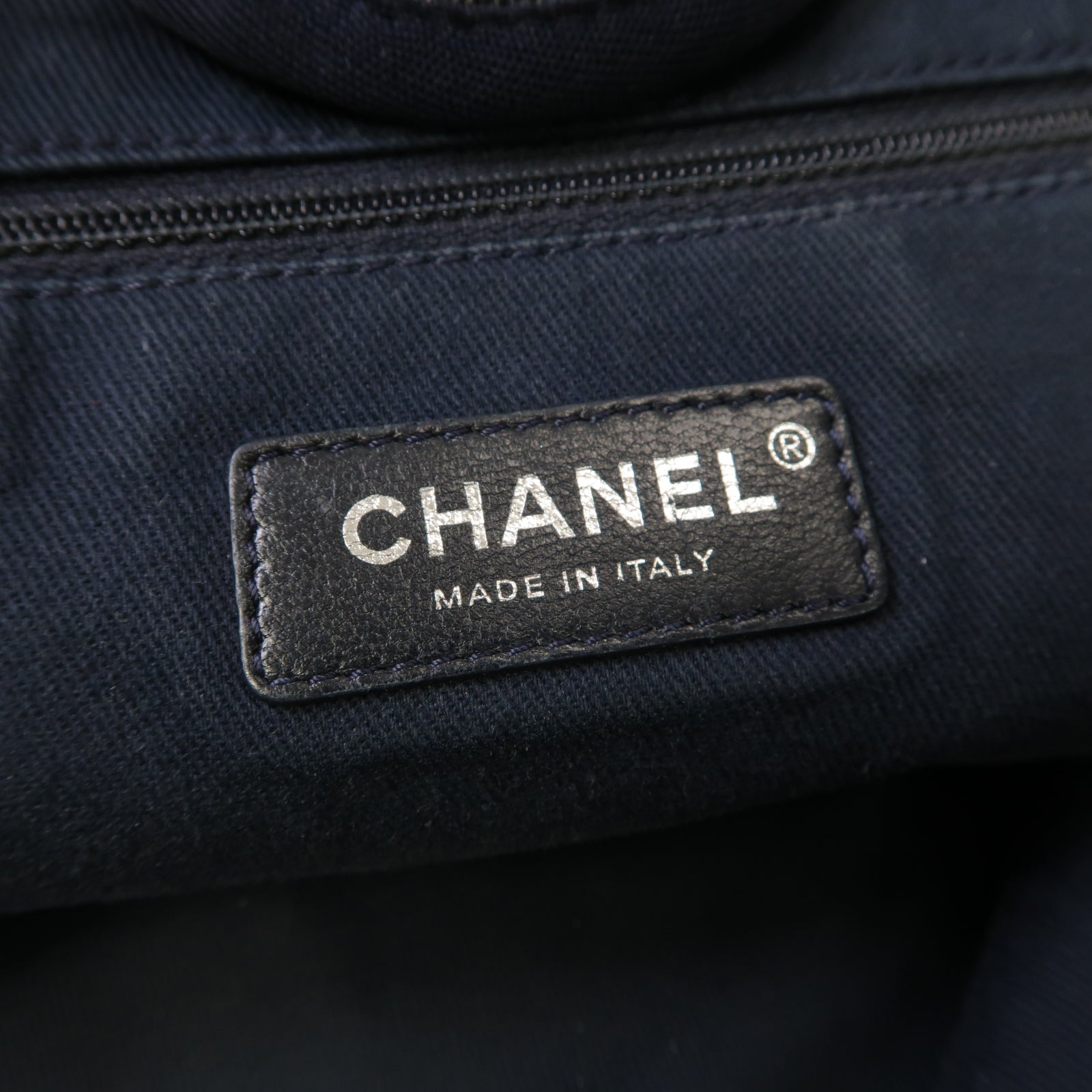 CHANEL 牛仔布Deauville Tote銀扣手挽肩背兩用袋深藍色