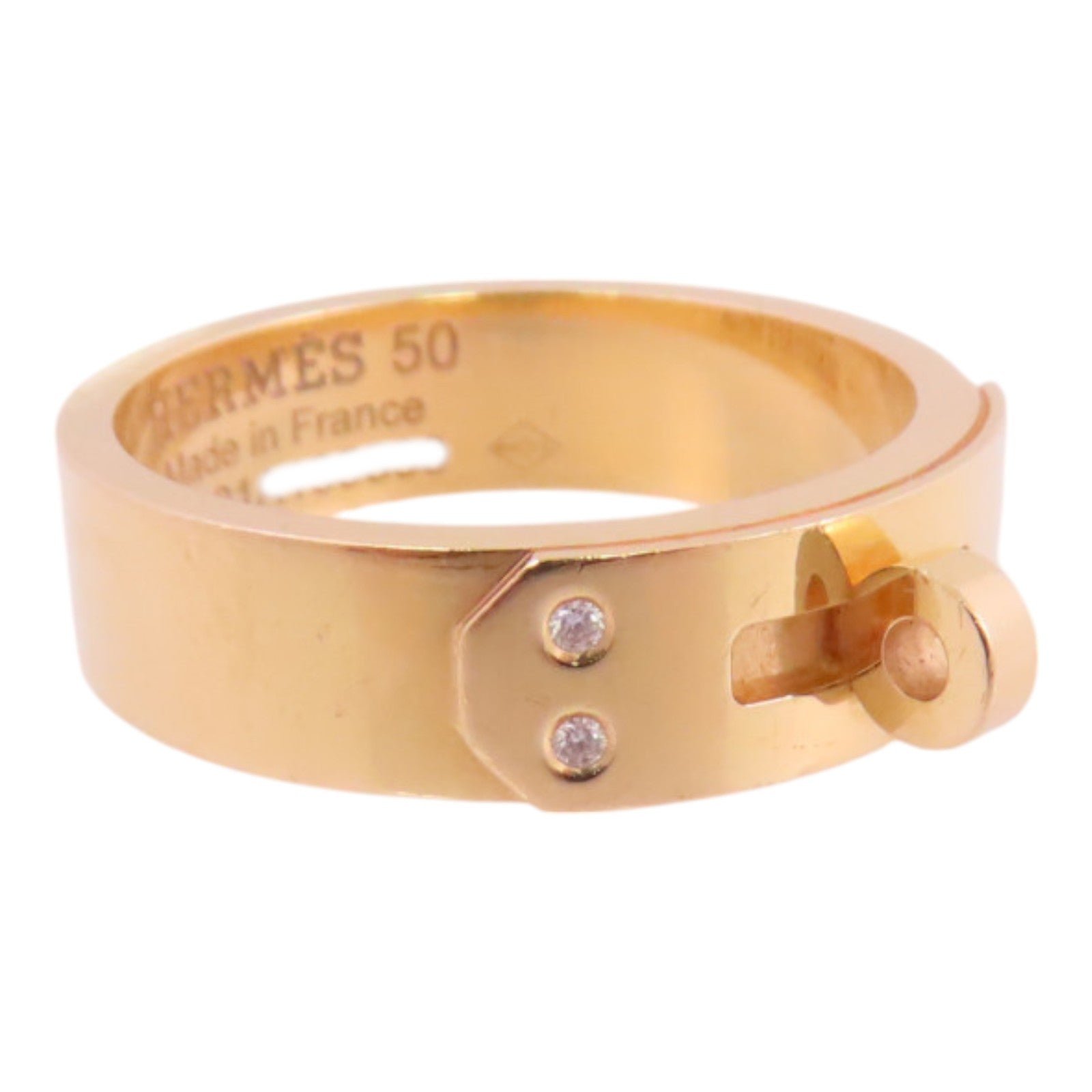 HERMES 18K玫瑰金/鑽石4Did Small Kelly Ring戒指#50/US#5