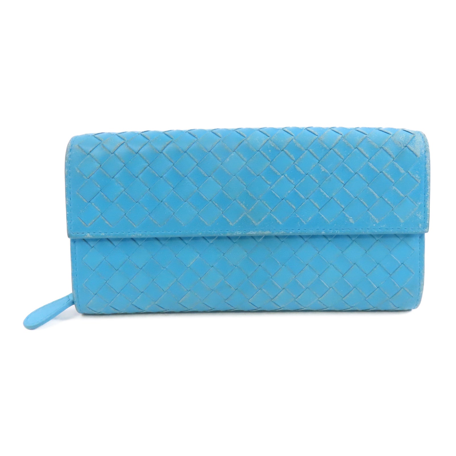 BOTTEGA VENETA 【激減優惠】皮革Long Wallet長錢包綠松石色