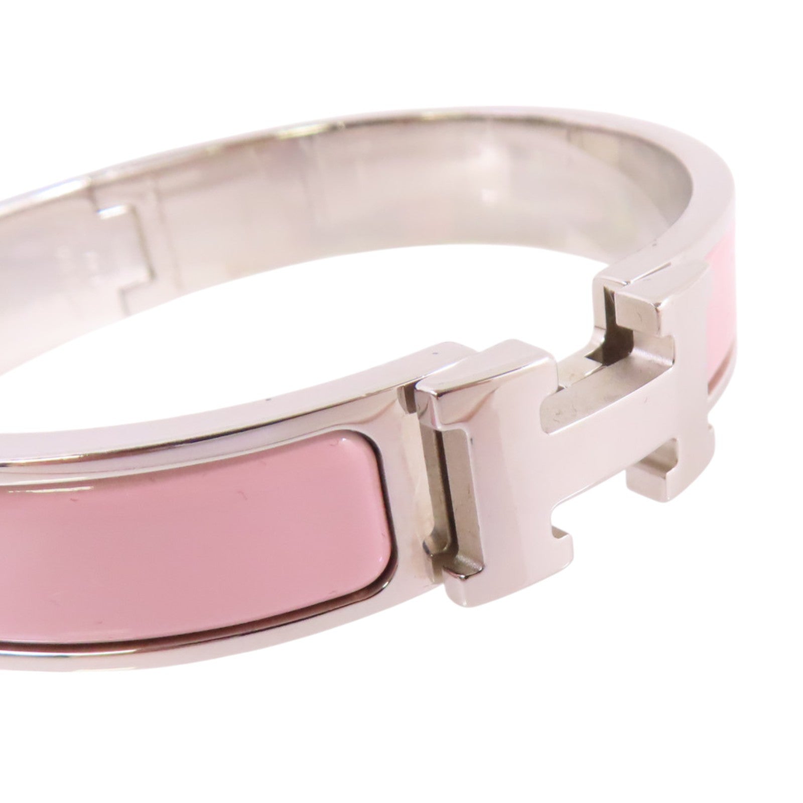 HERMES 金屬/琺瑯Clic H Bracelet銀扣手鐲