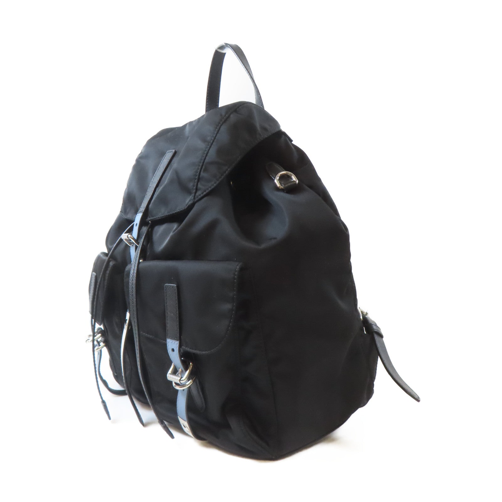 PRADA 尼龍Backpack銀扣背包黑色