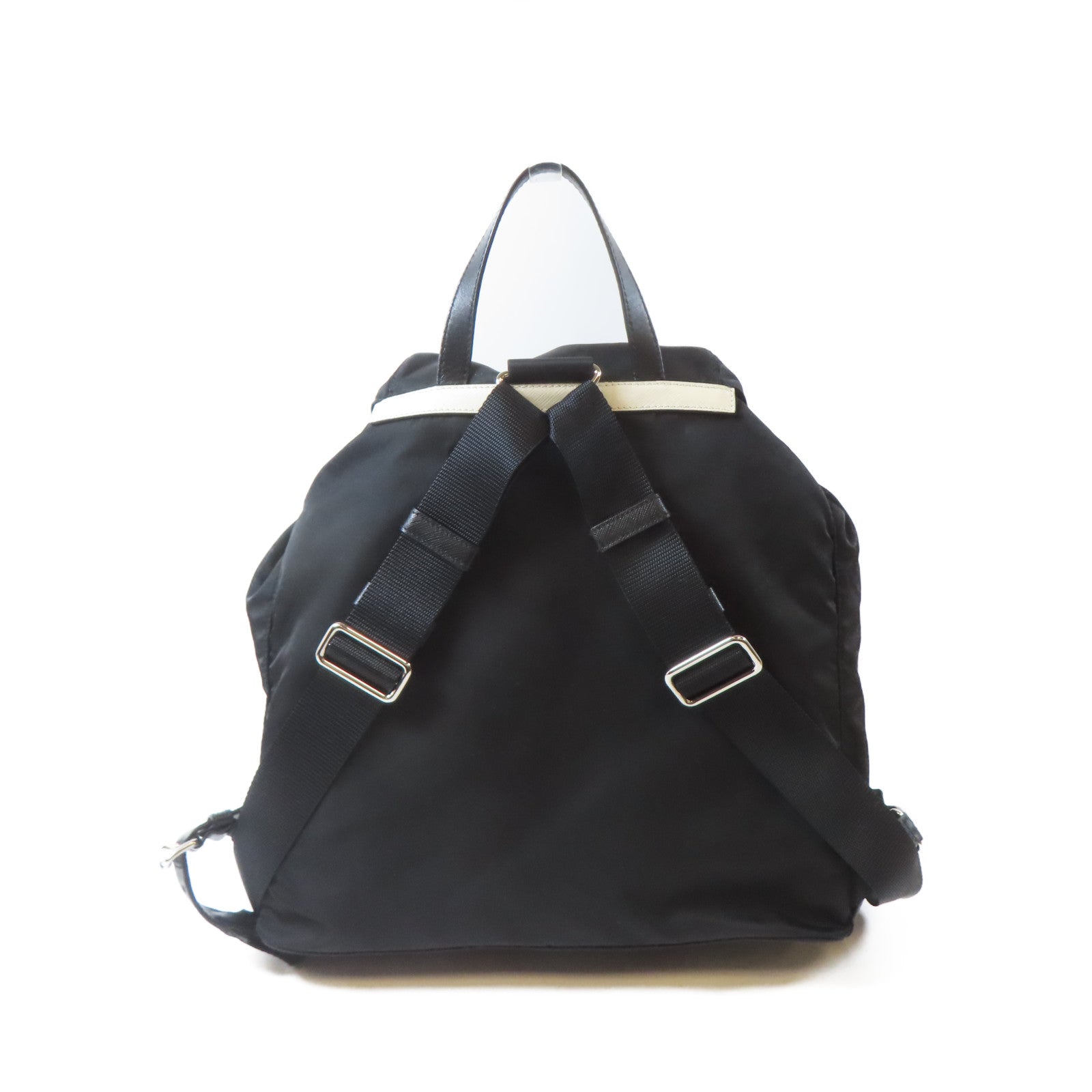 PRADA 尼龍Backpack銀扣背包黑色