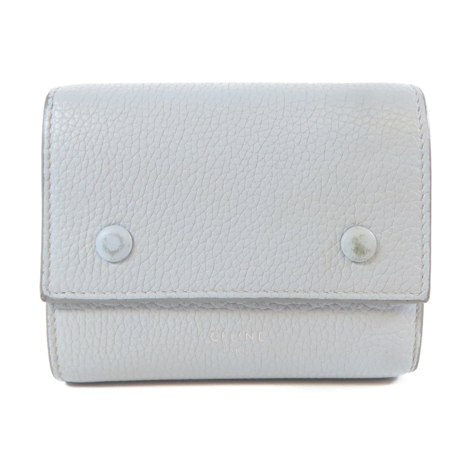 CELINE 【激減優惠】牛皮皮革Small Wallet銀扣錢包淺藍色