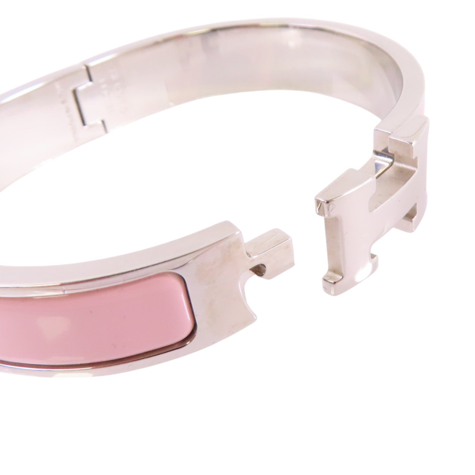 HERMES 金屬/琺瑯Clic H Bracelet銀扣手鐲