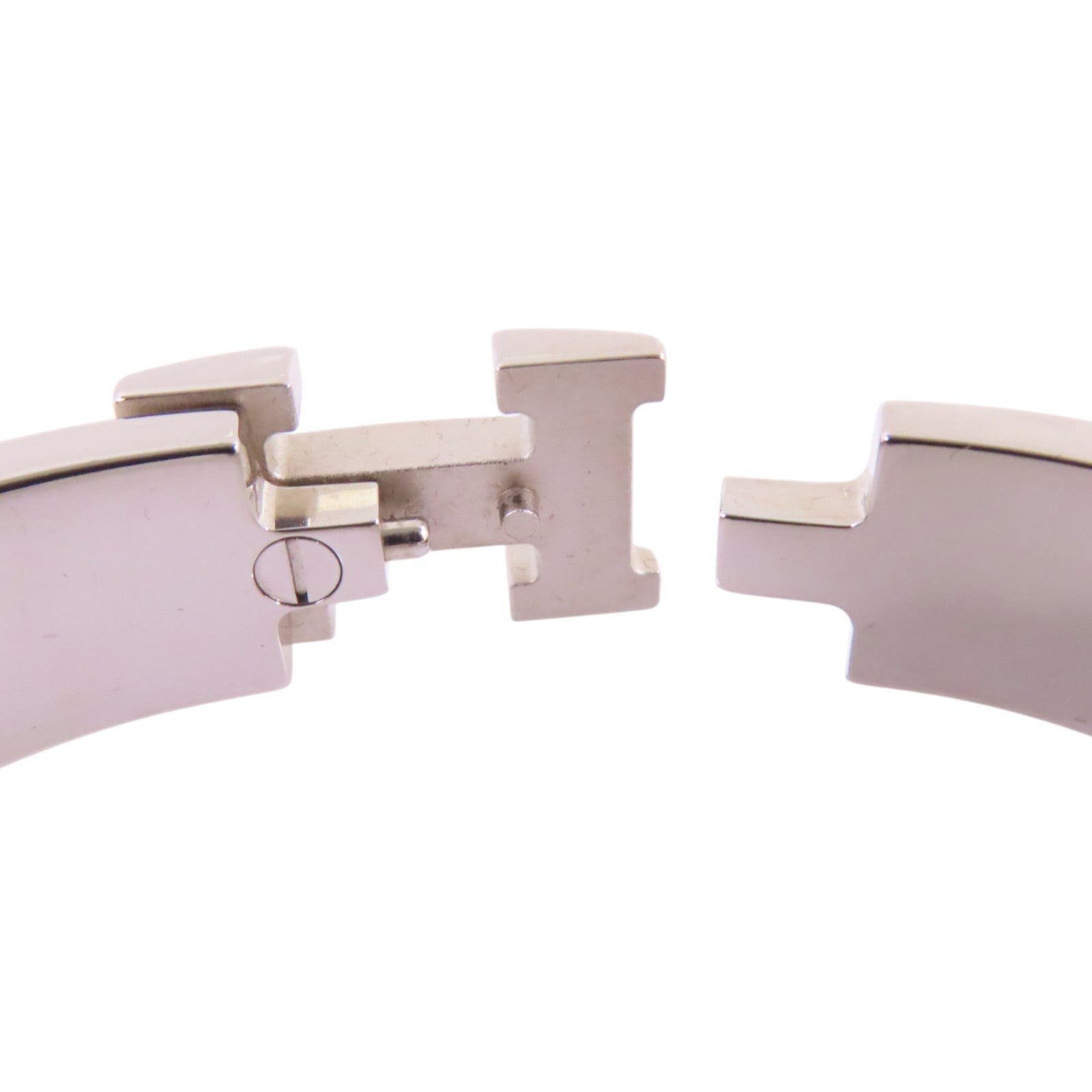 HERMES 金屬/琺瑯Clic H Bracelet銀扣手鐲