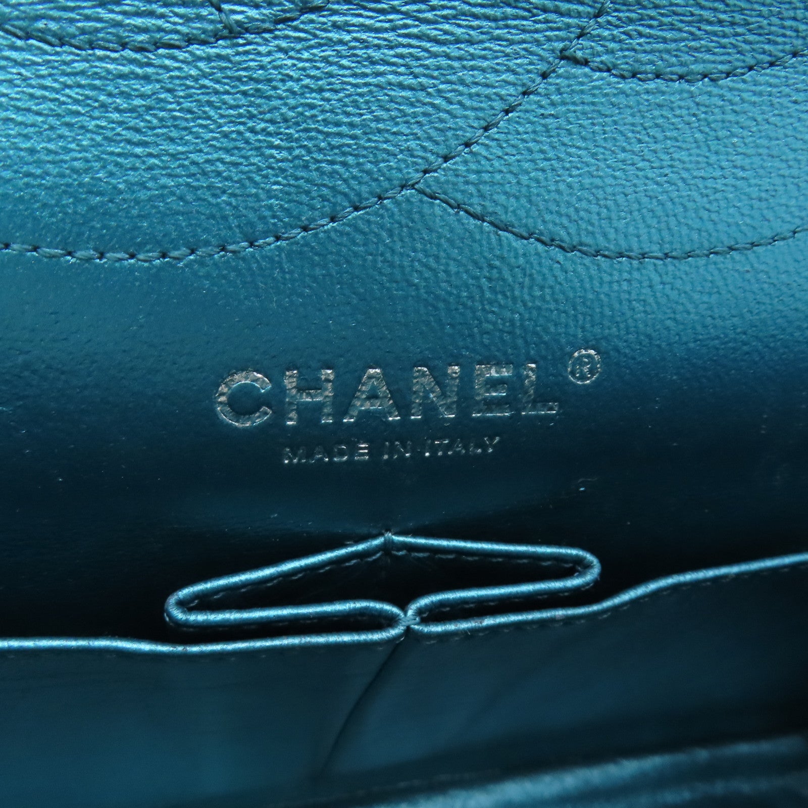 CHANEL **【清倉大減價】菱格牛皮皮革2.55 Classic Bag銀扣鏈帶肩背袋綠色