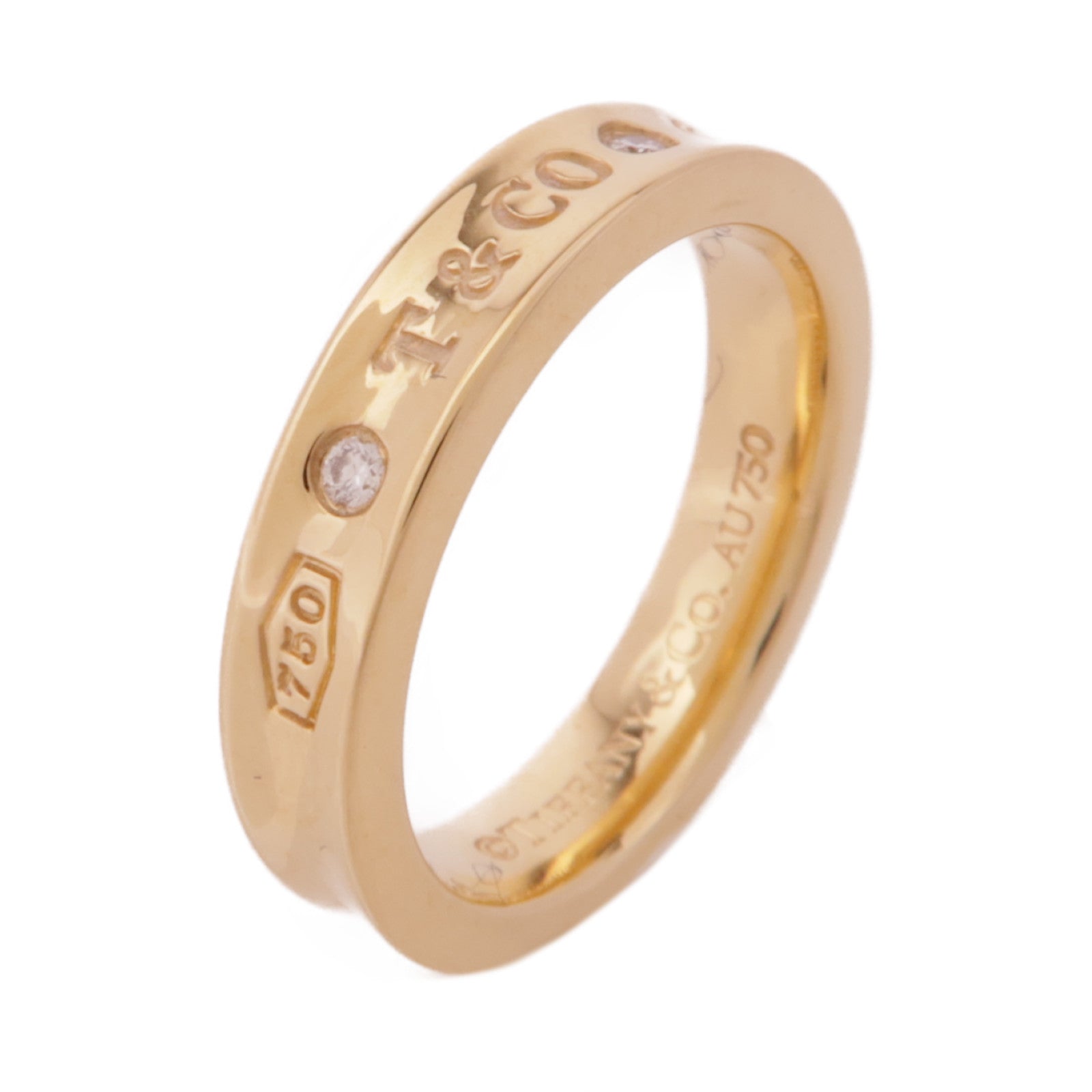 TIFFANY¡®CO Band Ring Diamond 18K Pink Gold US#4.75
