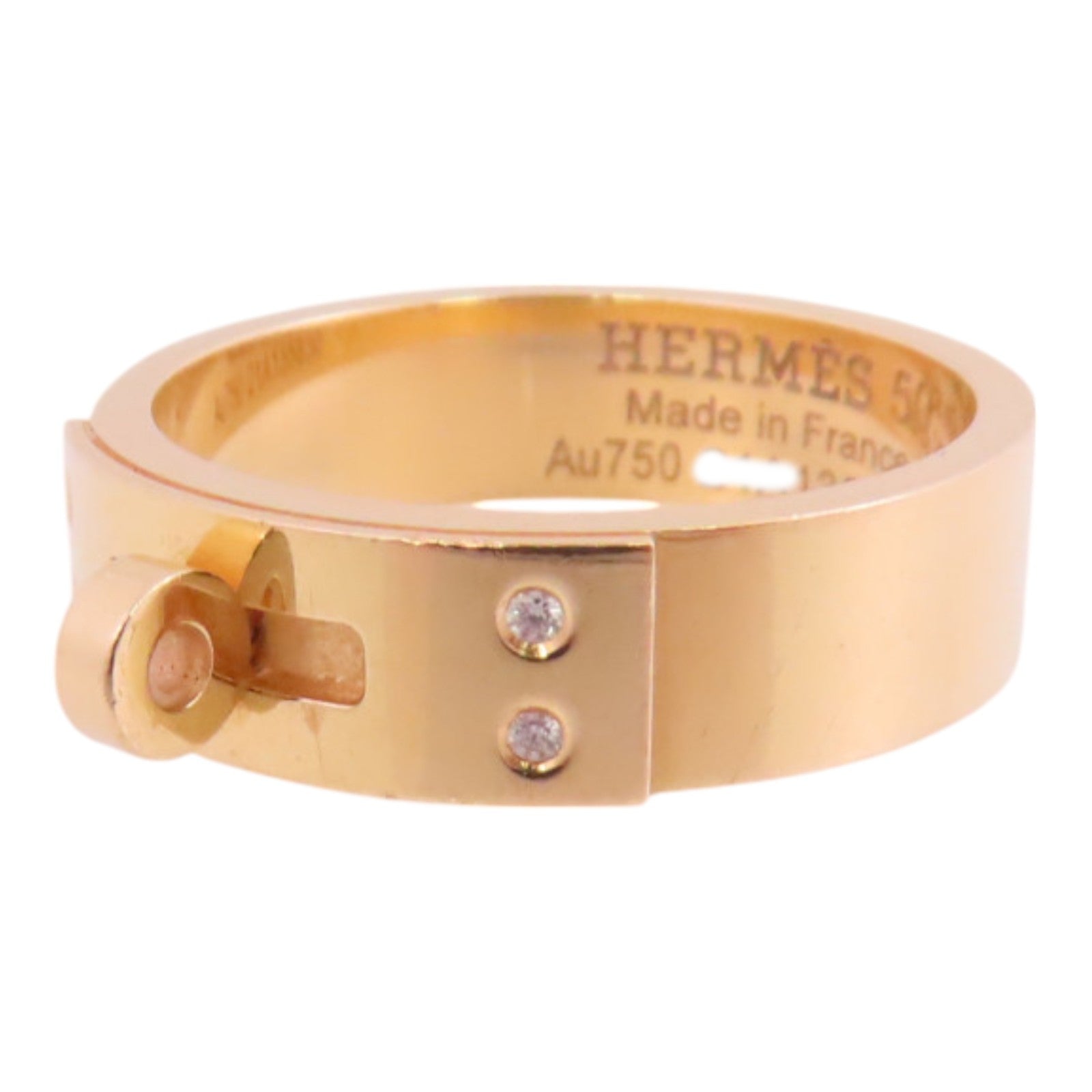 HERMES 18K玫瑰金/鑽石4Did Small Kelly Ring戒指#50/US#5