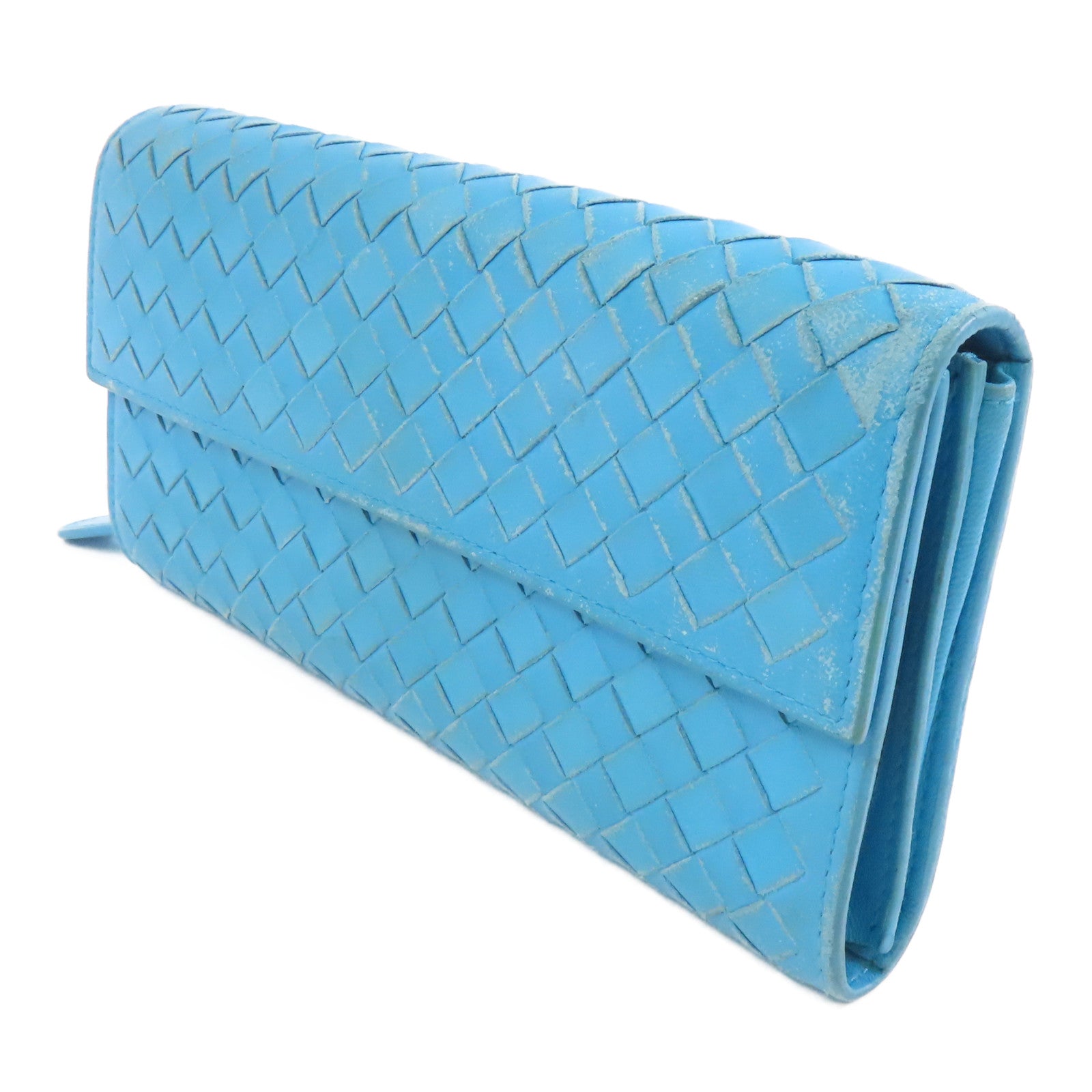 BOTTEGA VENETA 【激減優惠】皮革Long Wallet長錢包綠松石色