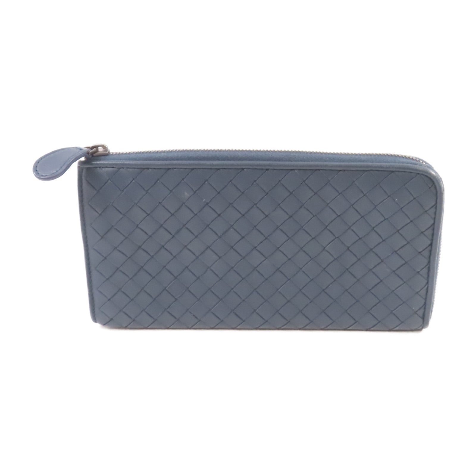 BOTTEGA VENETA 織紋皮革Zipper Long Wallet拉鏈長錢包藍色