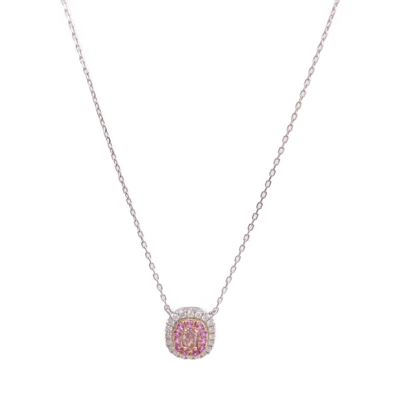 JEWELRY 18K白金Sapphire Diamond Necklace粉紅色藍寶石/鑽石項鍊