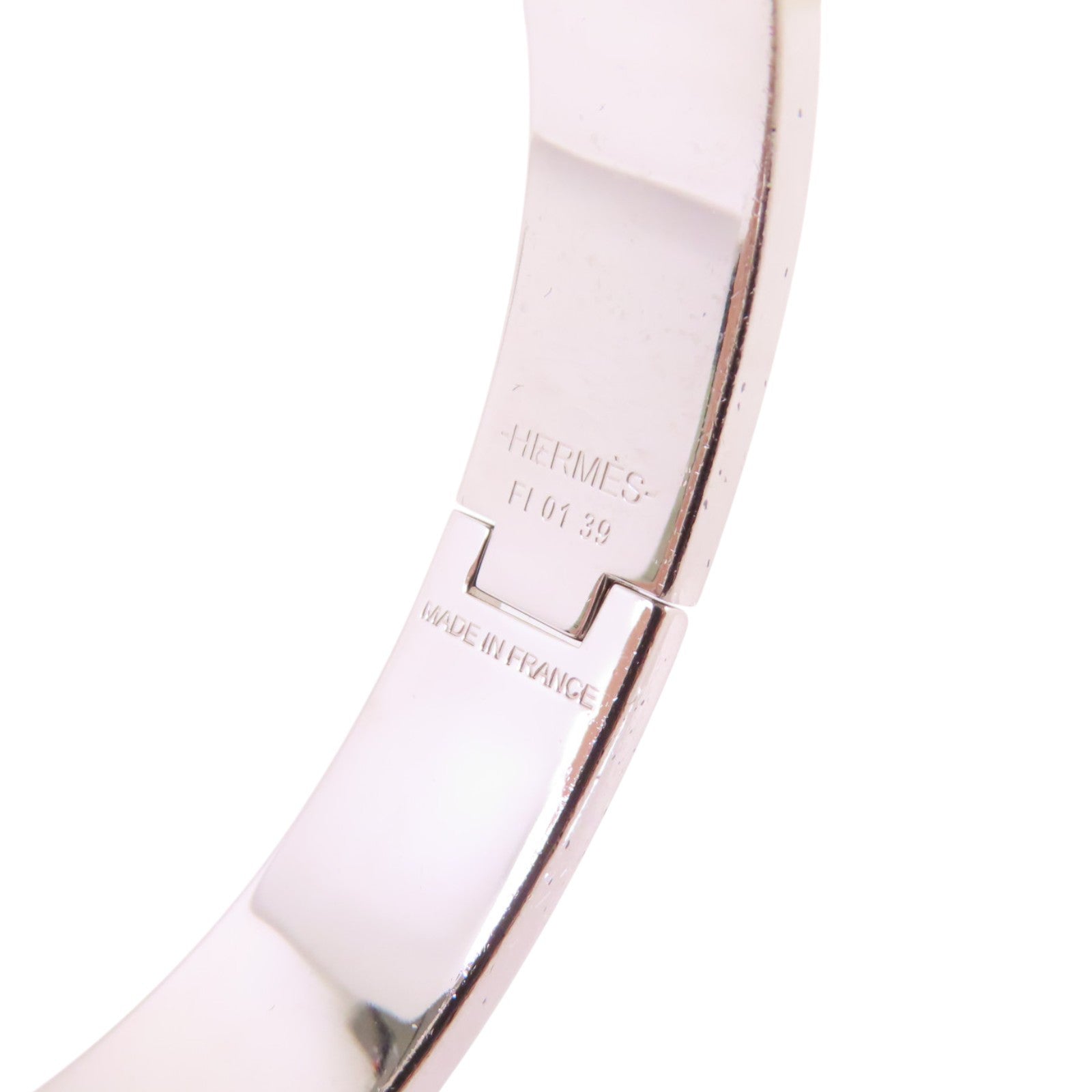 HERMES 金屬/琺瑯Clic H Bracelet銀扣手鐲