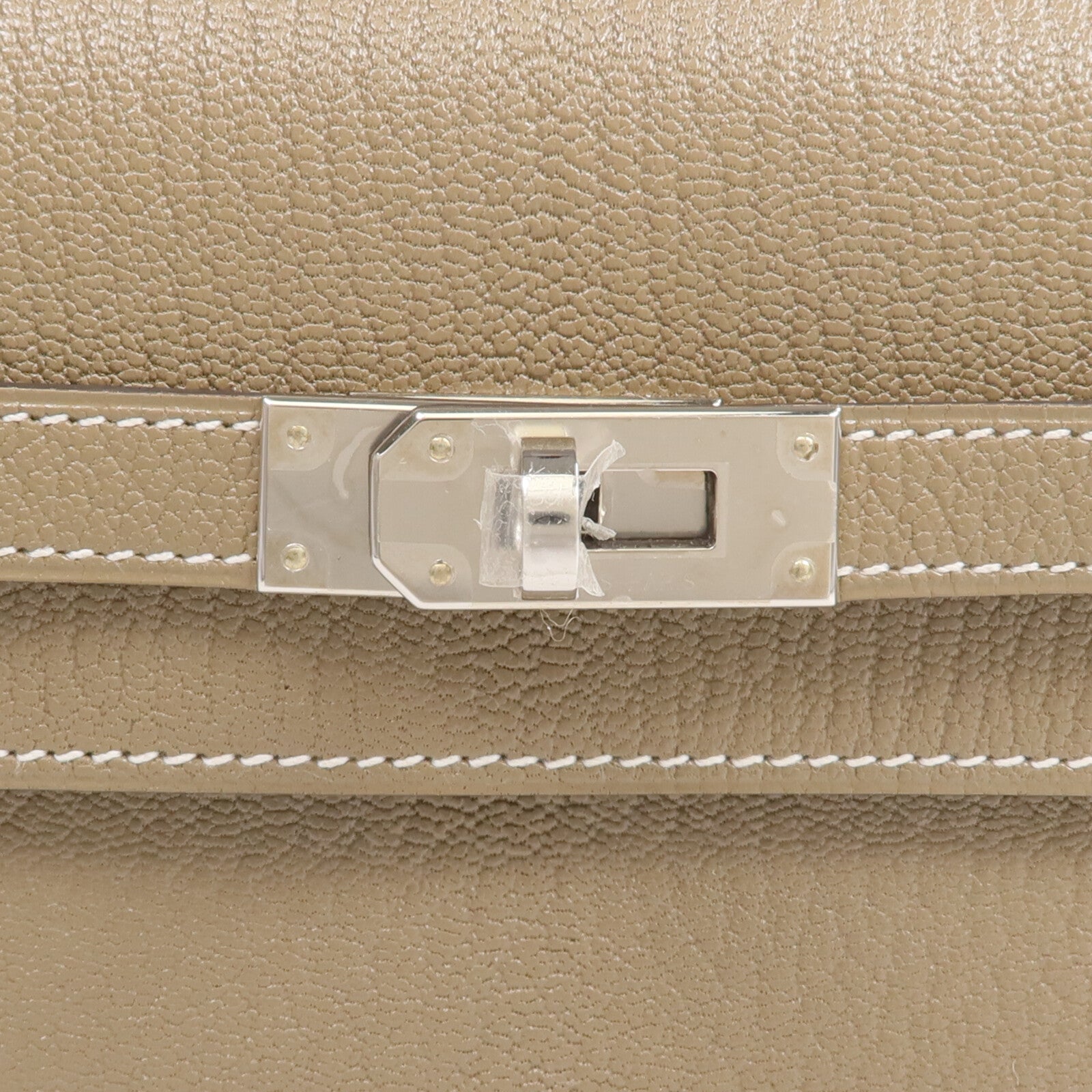 HERMES Chevre Mysore皮革Kelly To Go銀扣肩背袋Etoupe