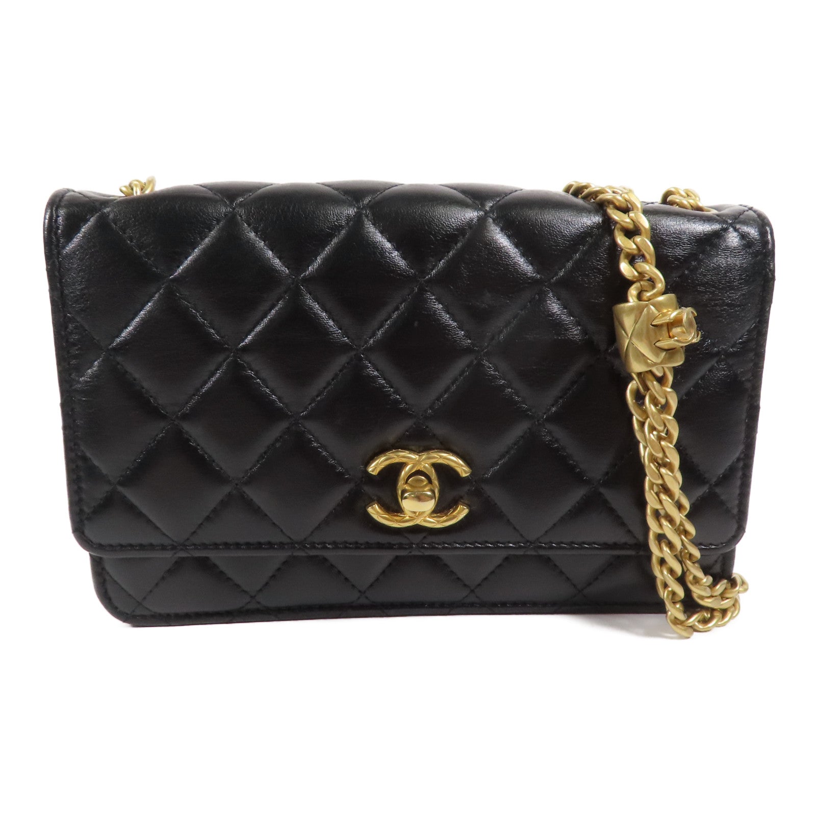 CHANEL 羊皮皮革WOC Wallet On Chain金扣鏈帶肩背袋