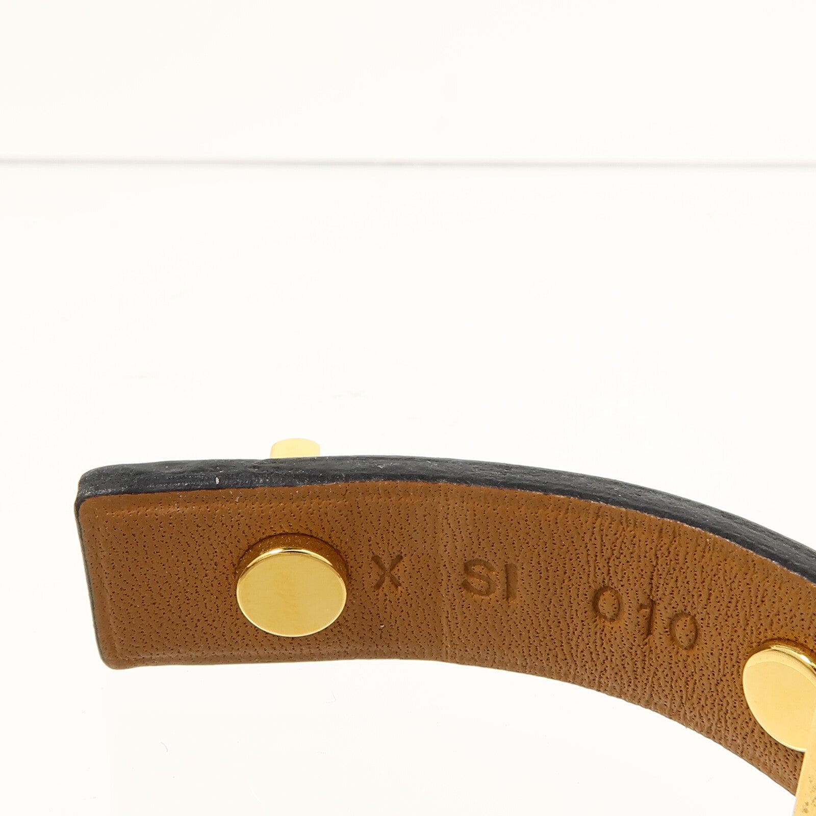 HERMES 金屬/Swift皮革Mini Dog Clous Ronds Bracelet手鐲89 Noir