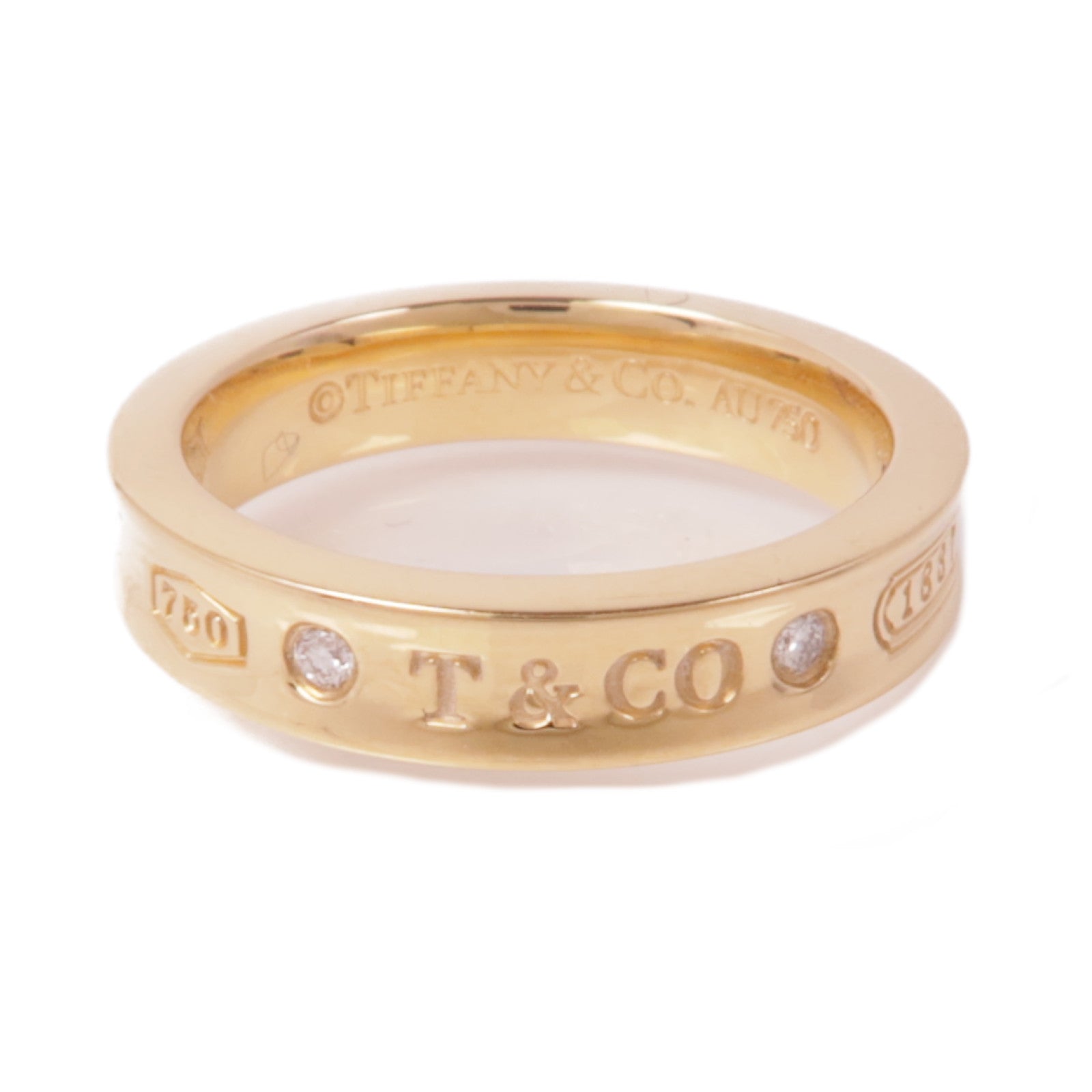 TIFFANY¡®CO Band Ring Diamond 18K Pink Gold US#4.75