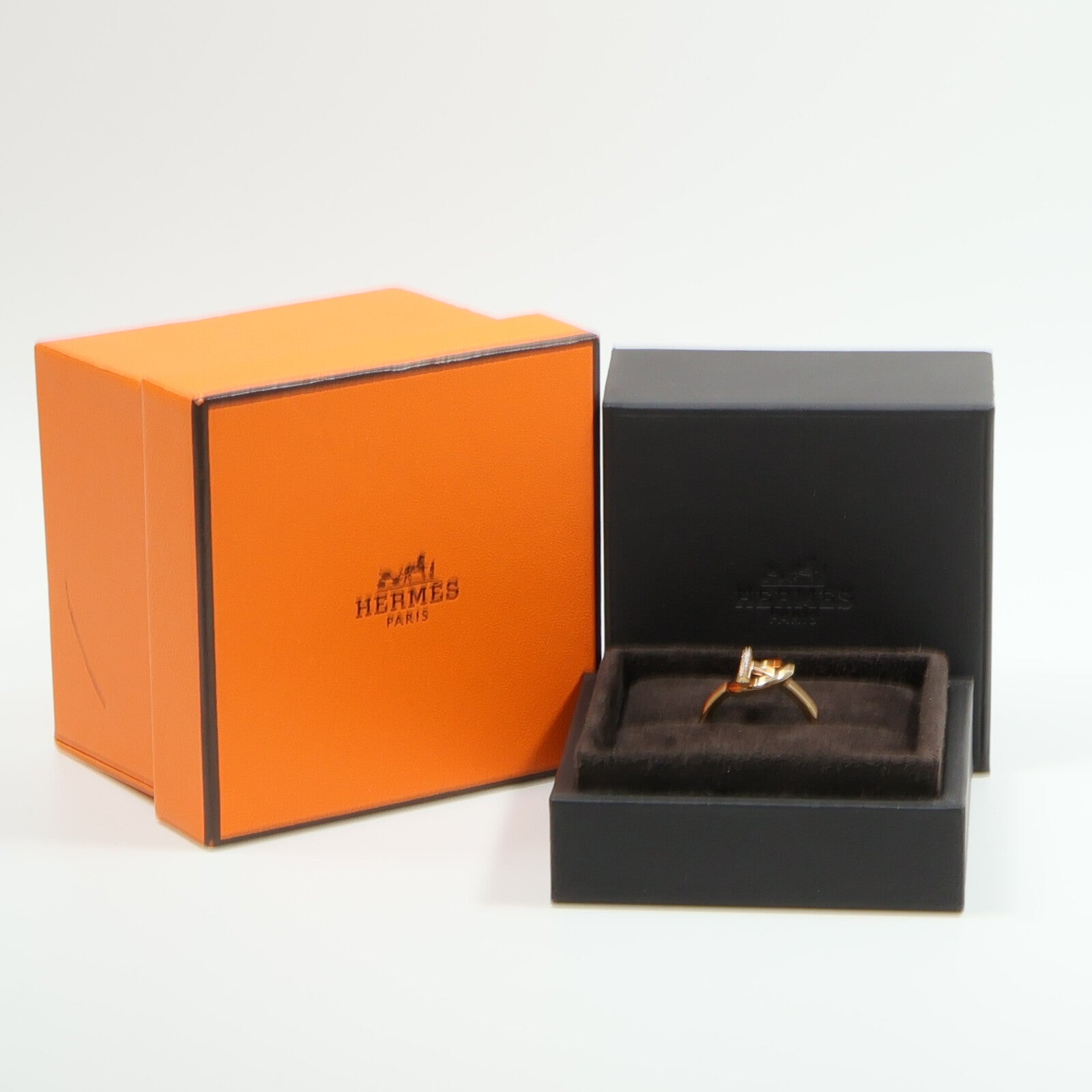 HERMES 18K玫瑰金Echappee Rings鑽石戒指