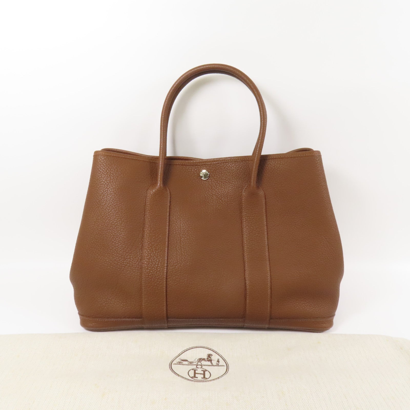 HERMES Negonda皮革Garden Party PM手挽袋Marron d'Inde