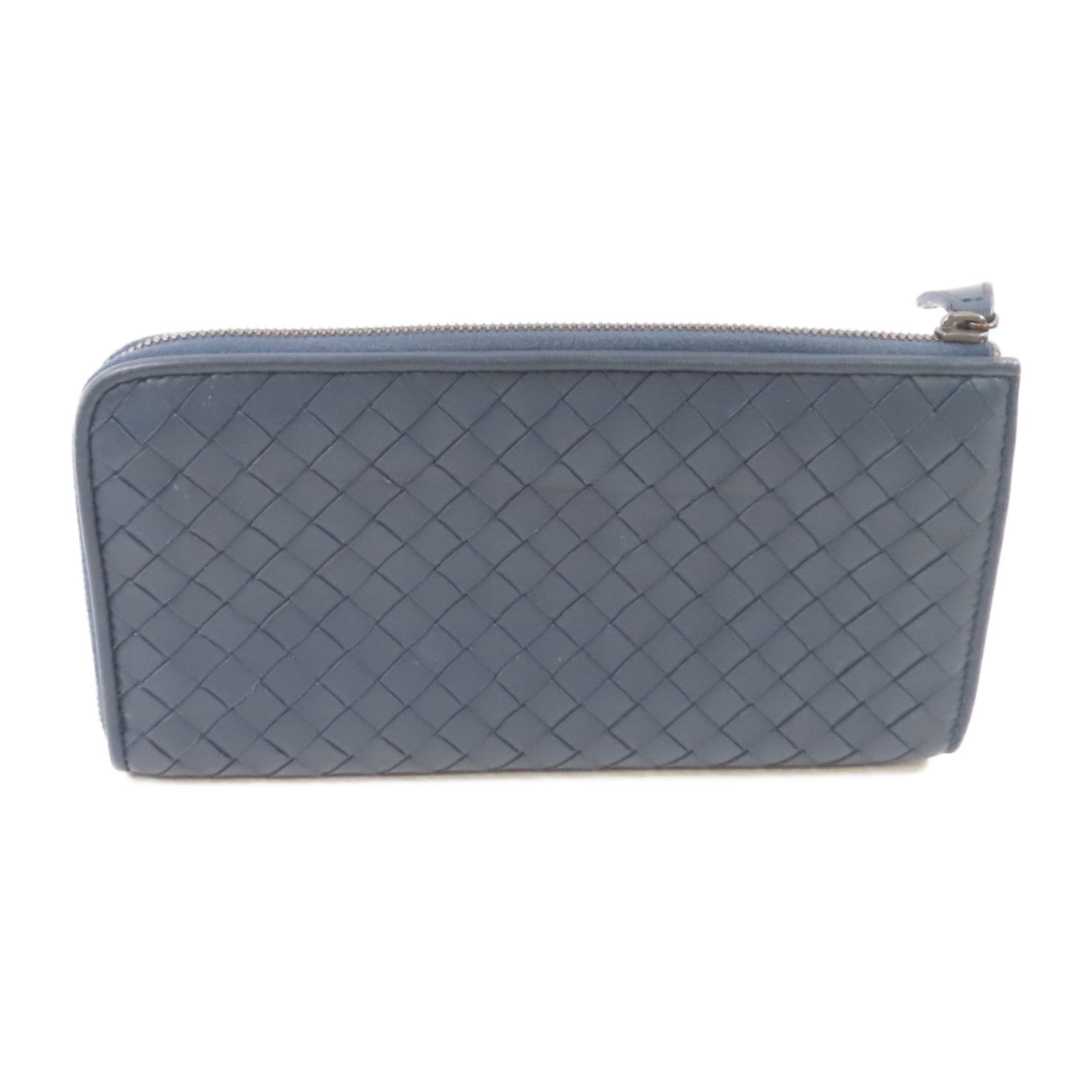 BOTTEGA VENETA 織紋皮革Zipper Long Wallet拉鏈長錢包藍色