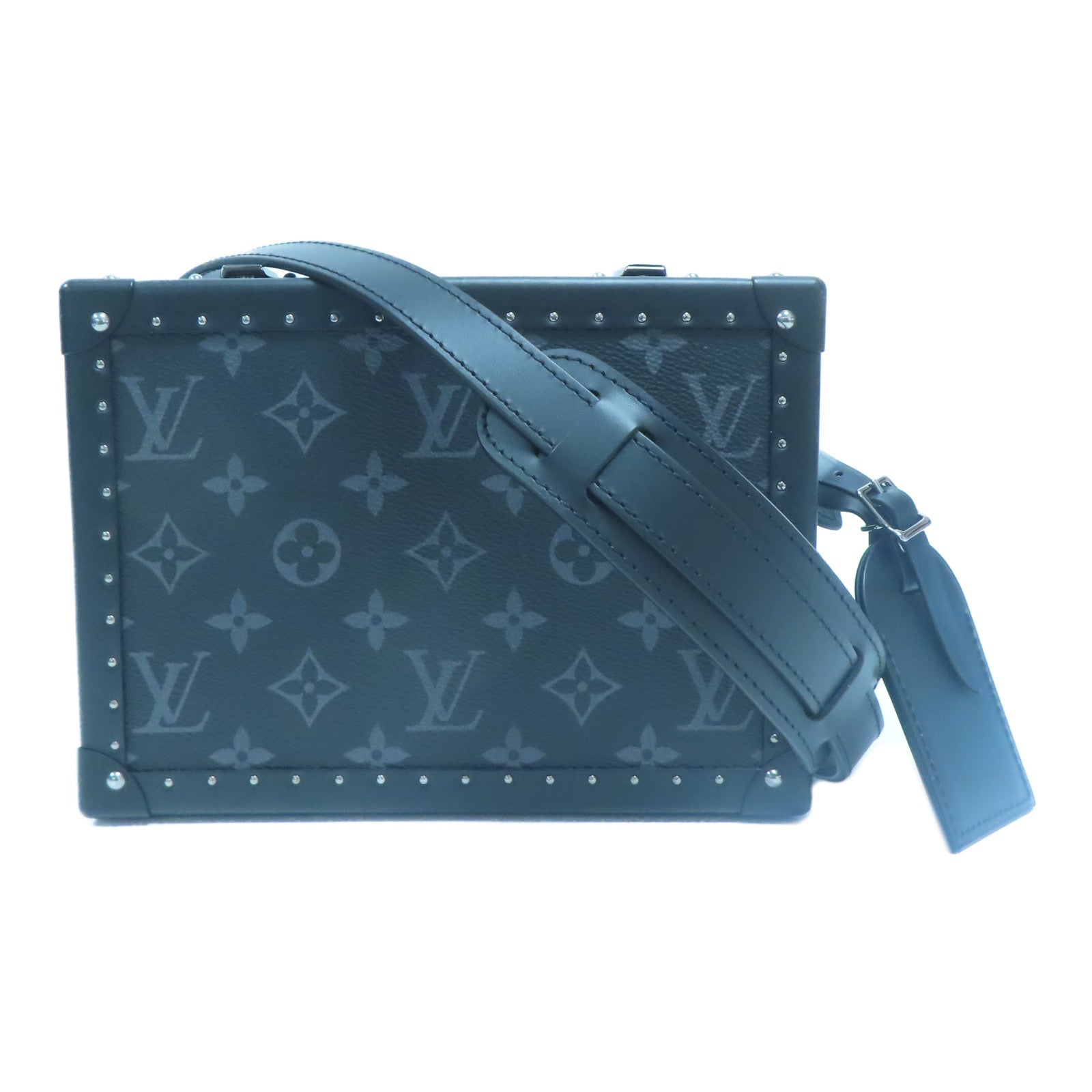 LOUIS VUITTON **【激減優惠】Monogram Eclipse Clutch Box銀扣肩背袋黑色