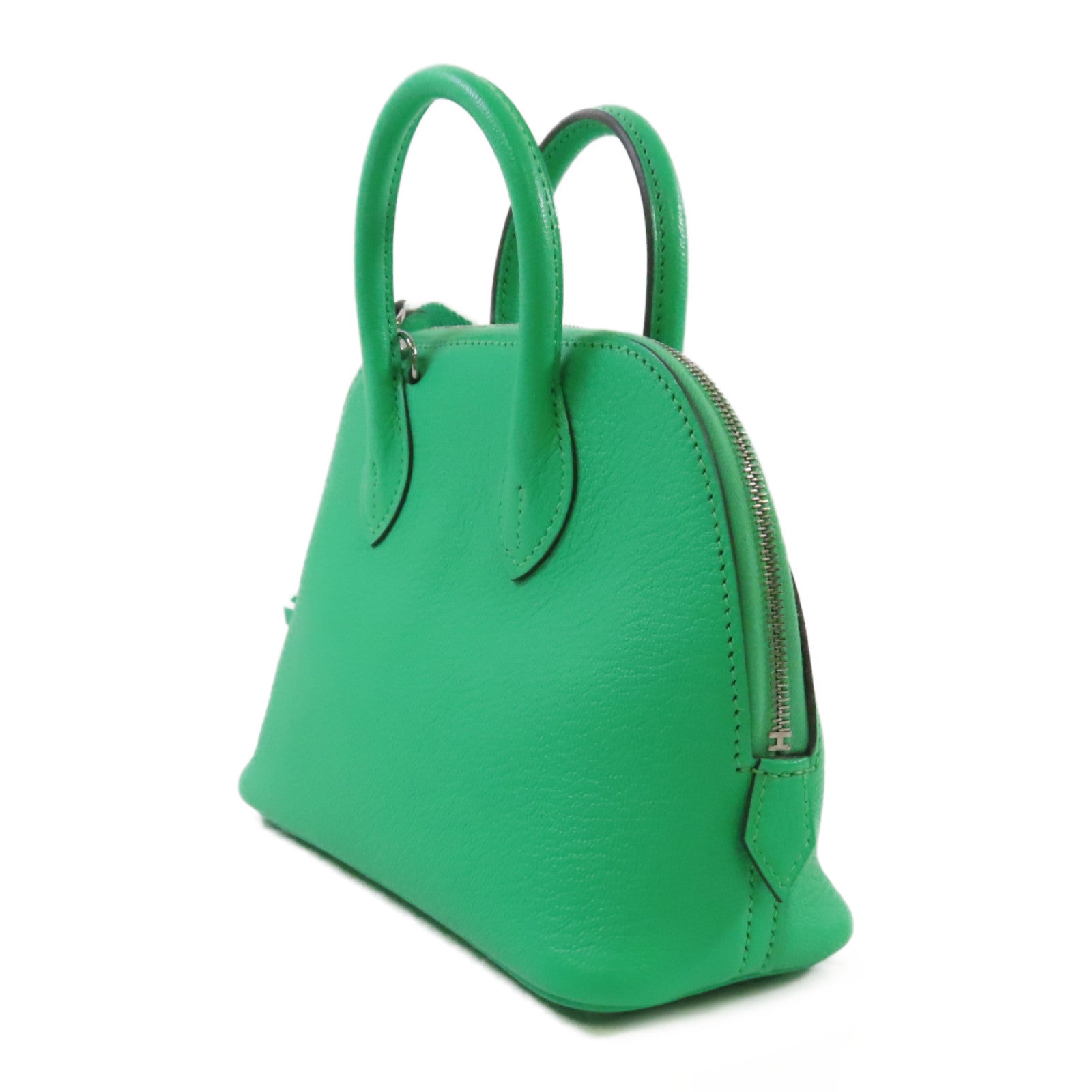 HERMES 【激減優惠】Chevre皮革Mini Bolide 1923 Shoulder Bag銀扣肩背袋0Z Vert Comic/ 漫畫綠色