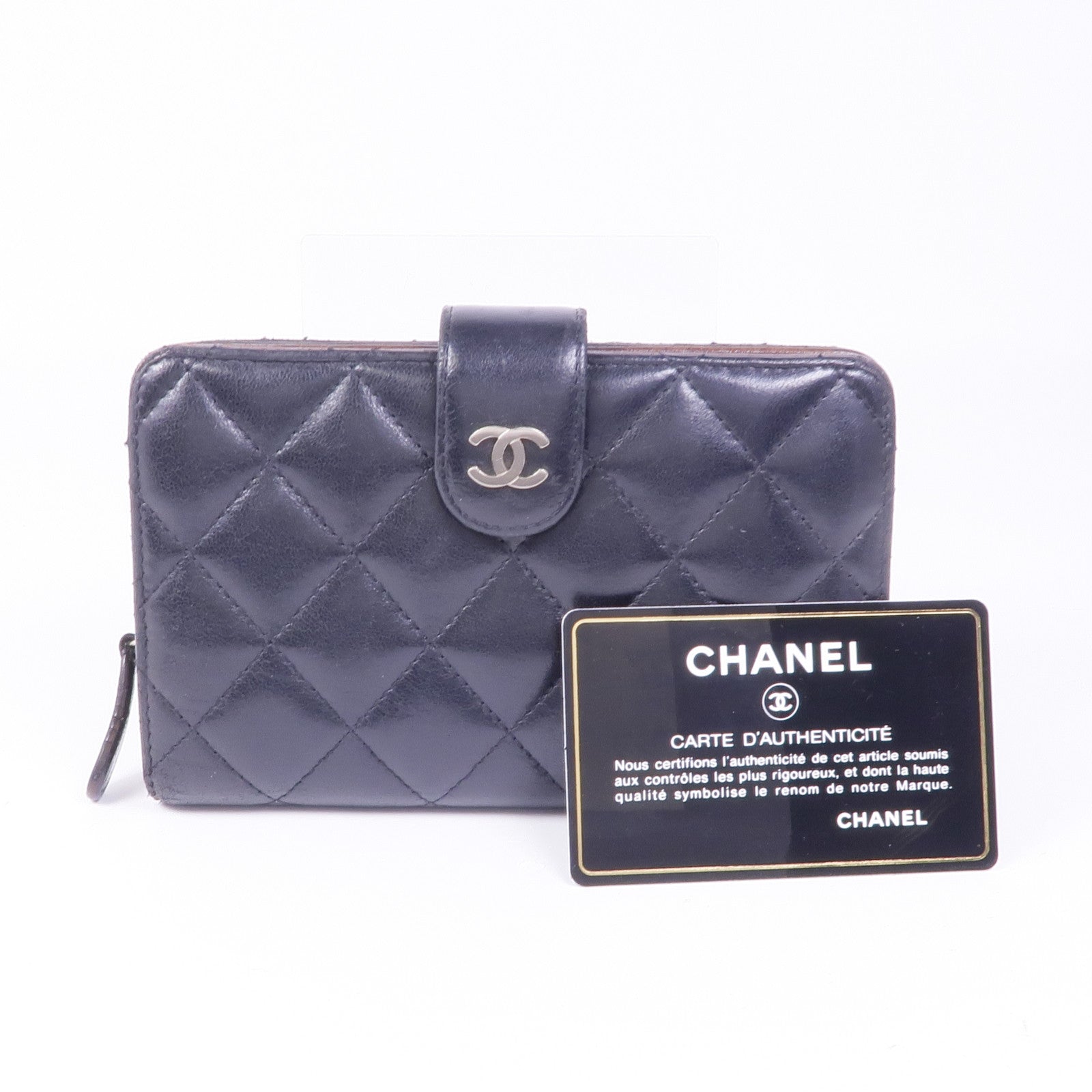CHANEL 羊皮皮革Wallet銀扣錢包