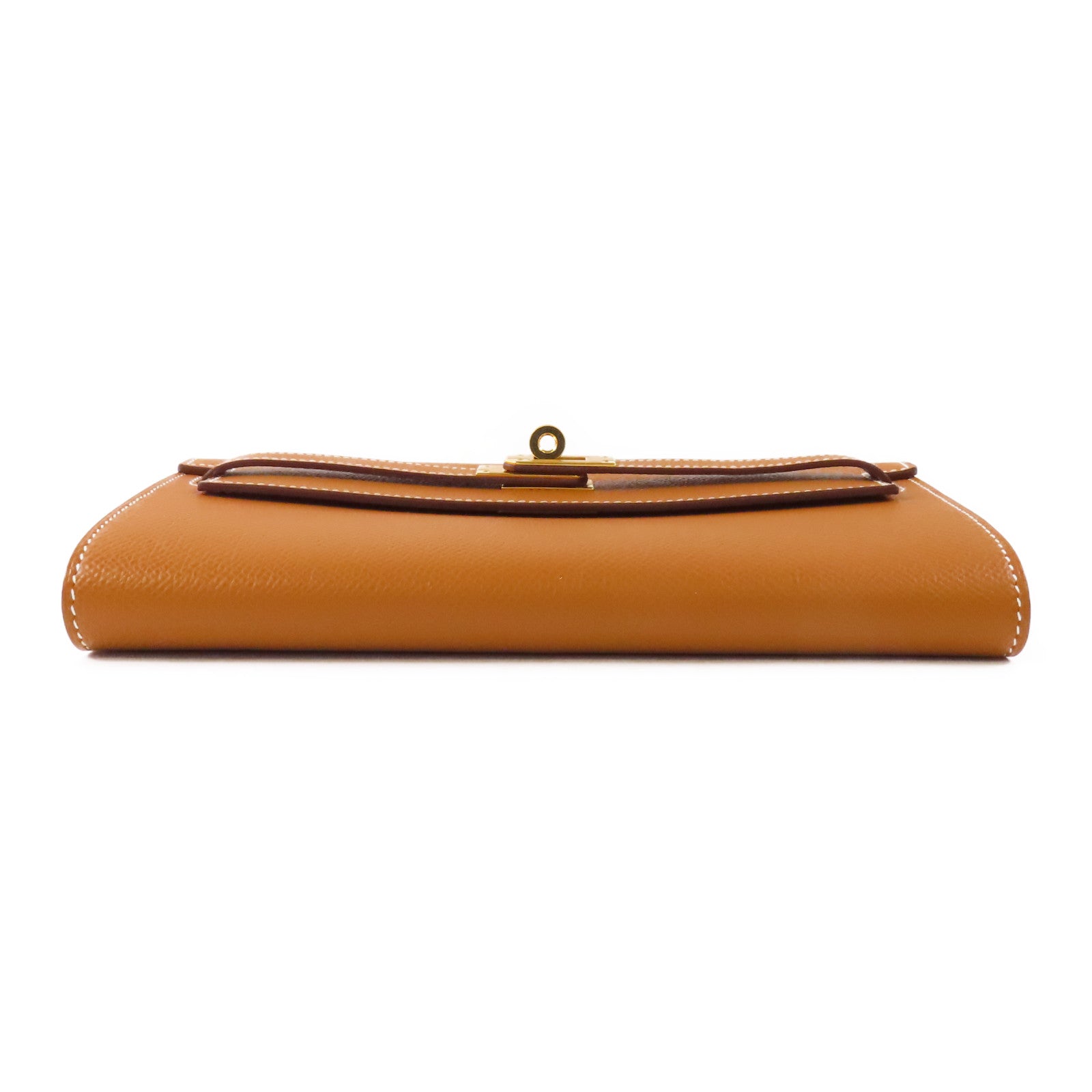 HERMES Epsom皮革Kelly To Go銀扣肩背袋37 Gold
