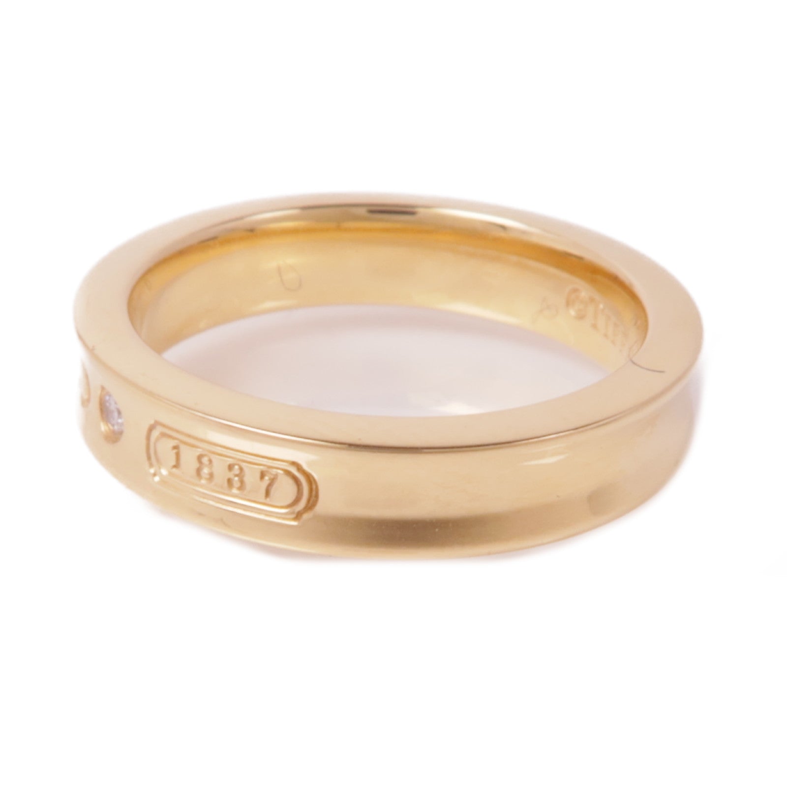 TIFFANY¡®CO Band Ring Diamond 18K Pink Gold US#4.75