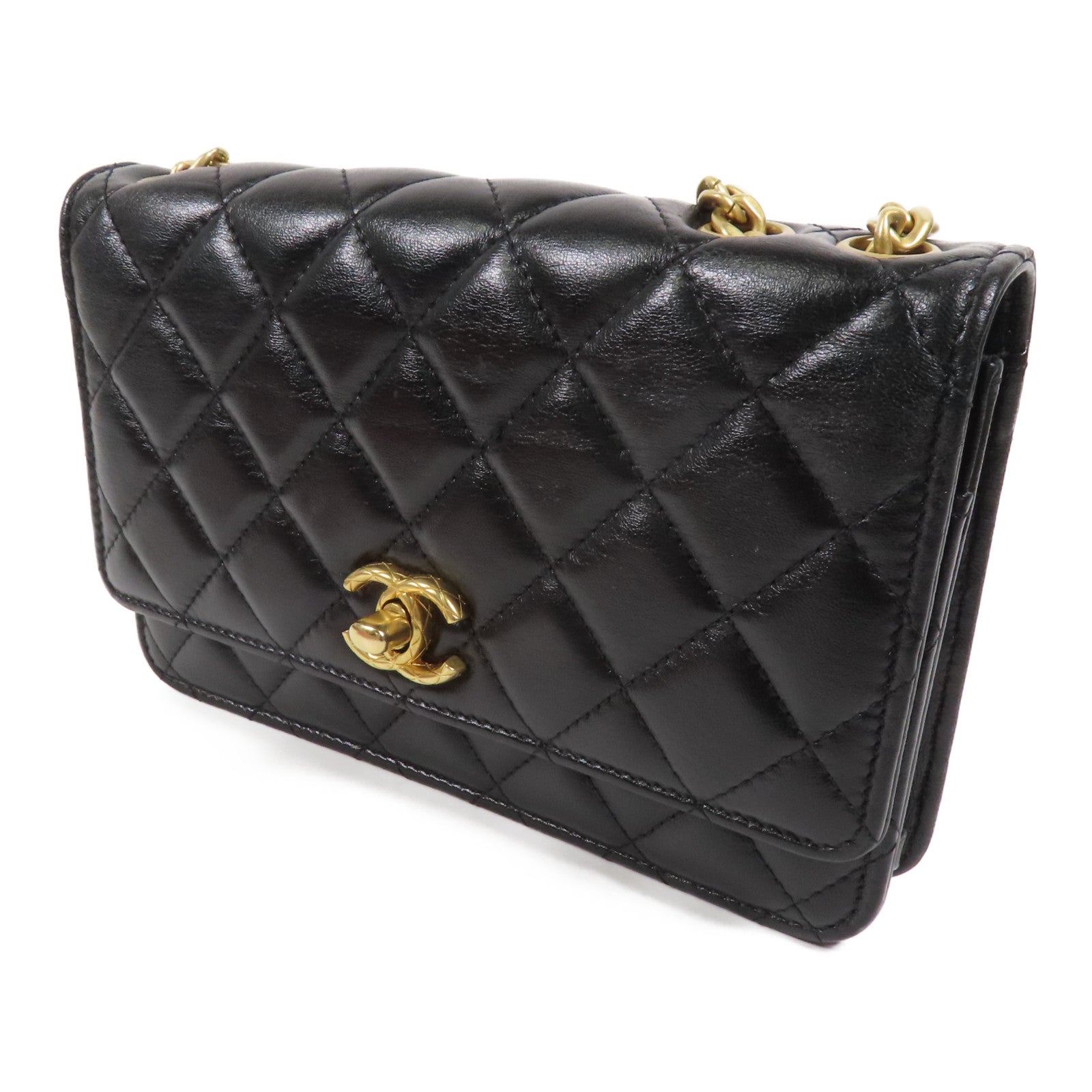 CHANEL 羊皮皮革WOC Wallet On Chain金扣鏈帶肩背袋