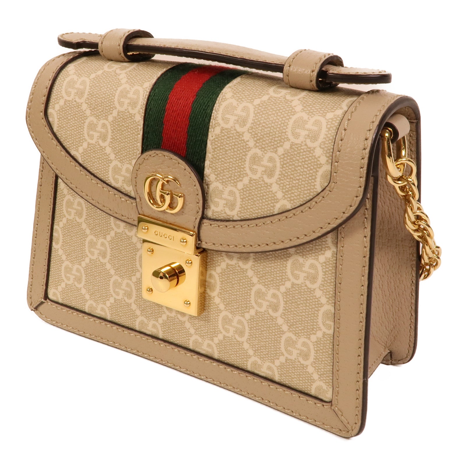 GUCCI 塗層帆布Mini Ophidia手挽肩背兩用袋