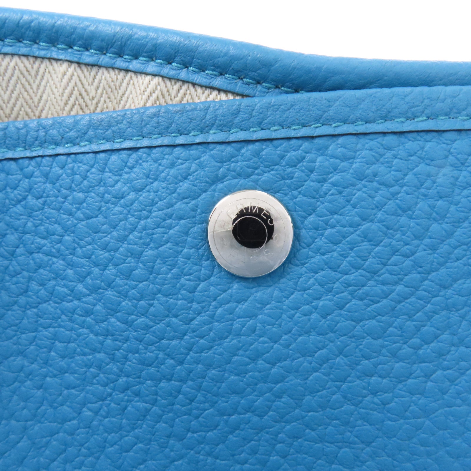 HERMES Country皮革Garden Party PM銀扣手挽袋Turquoise藍色