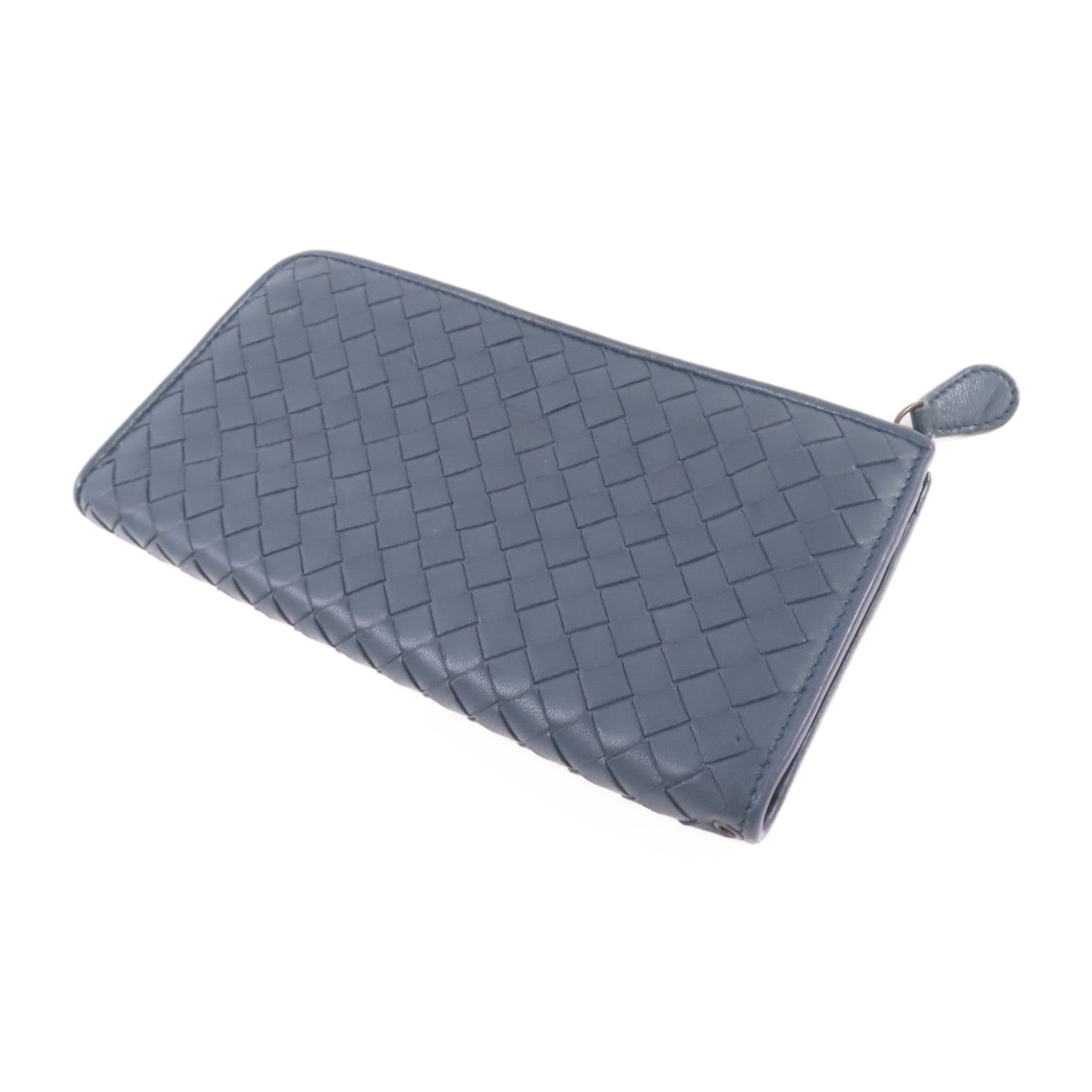 BOTTEGA VENETA 織紋皮革Zipper Long Wallet拉鏈長錢包藍色