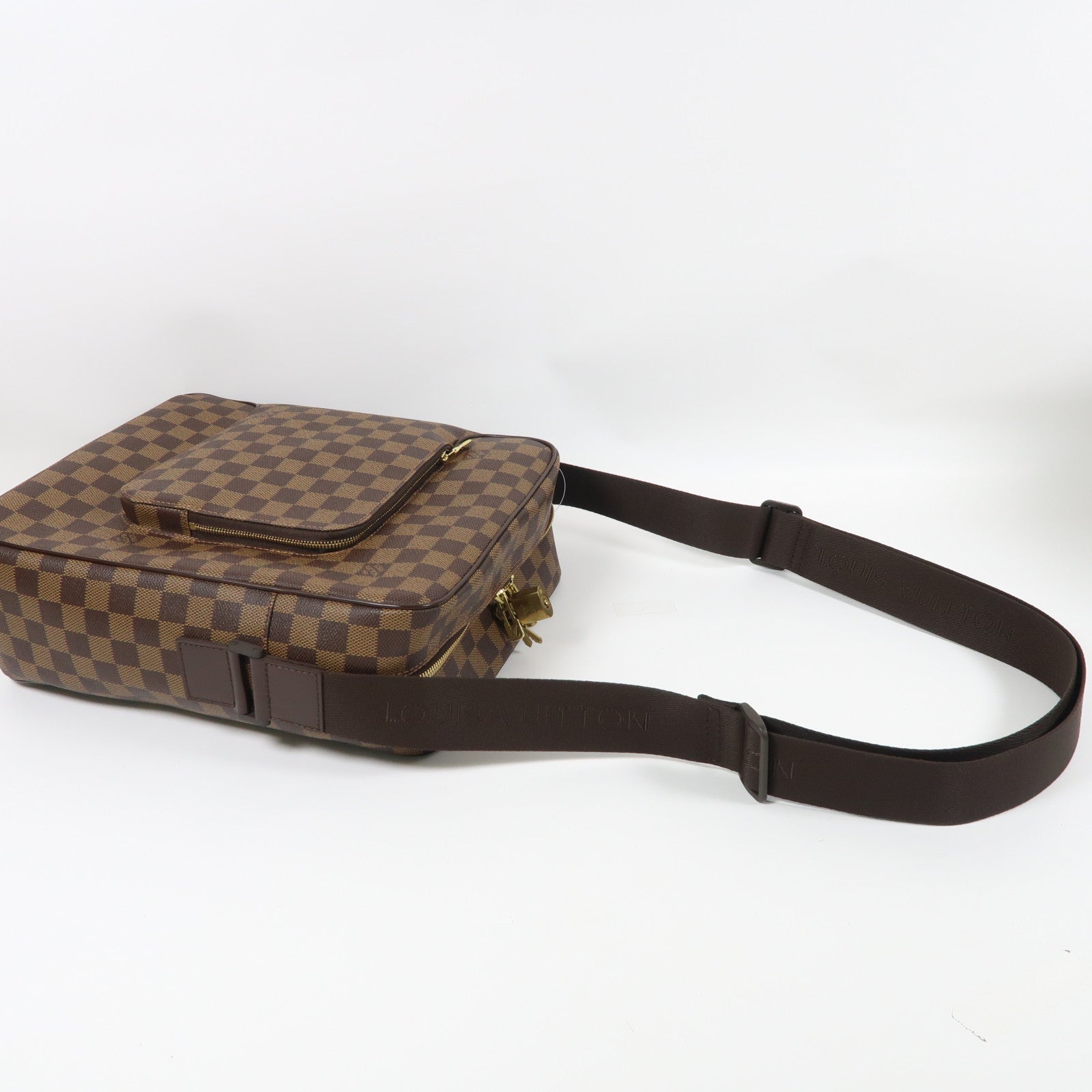 LOUIS VUITTON Damier Ebene Oraf MM金扣肩背袋啡色