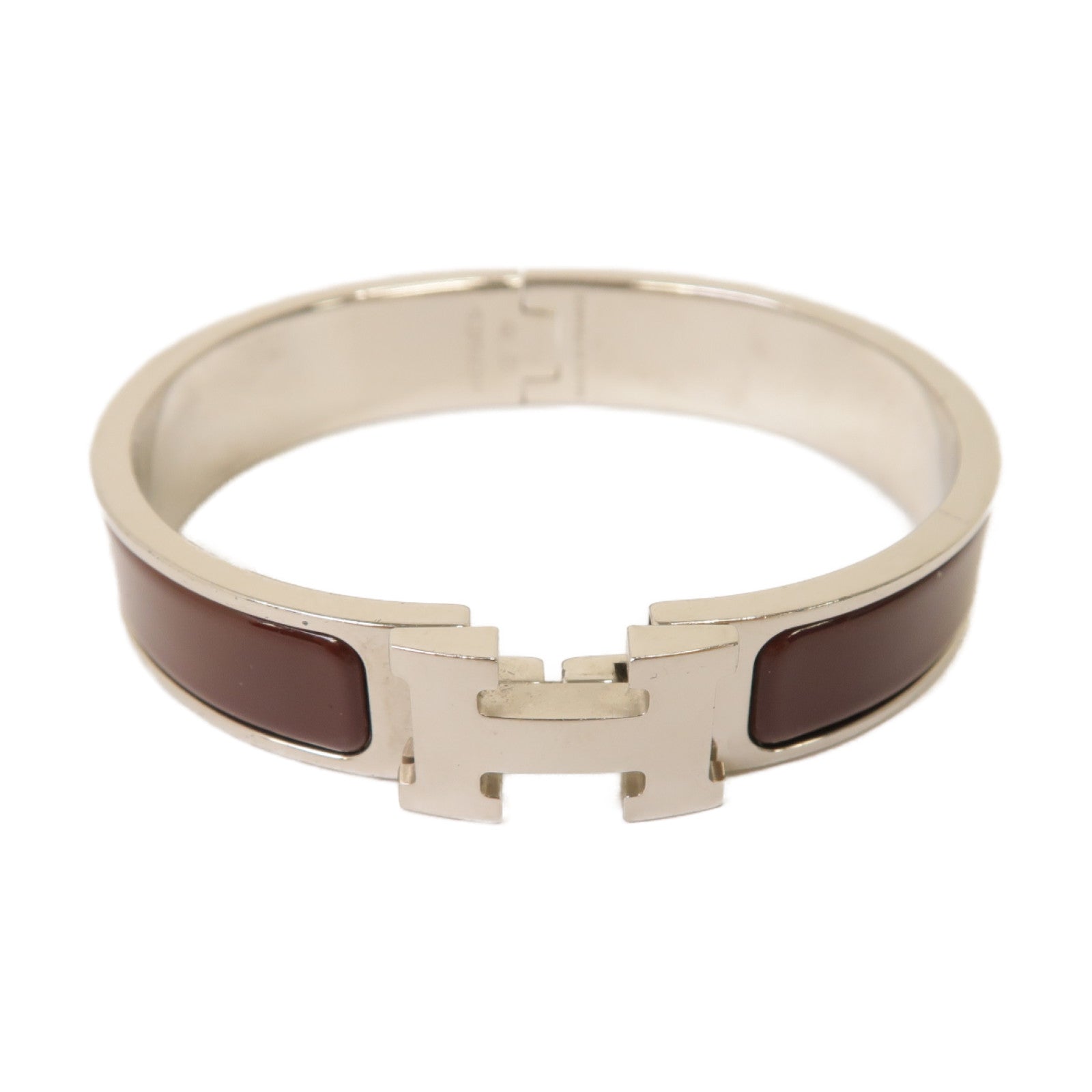 HERMES 【激減優惠】琺瑯/金屬Clic H Bracelet手鐲酒紅色