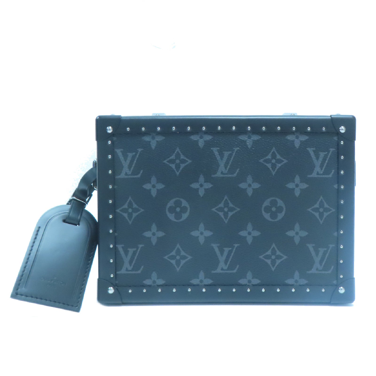 LOUIS VUITTON **【激減優惠】Monogram Eclipse Clutch Box銀扣肩背袋黑色