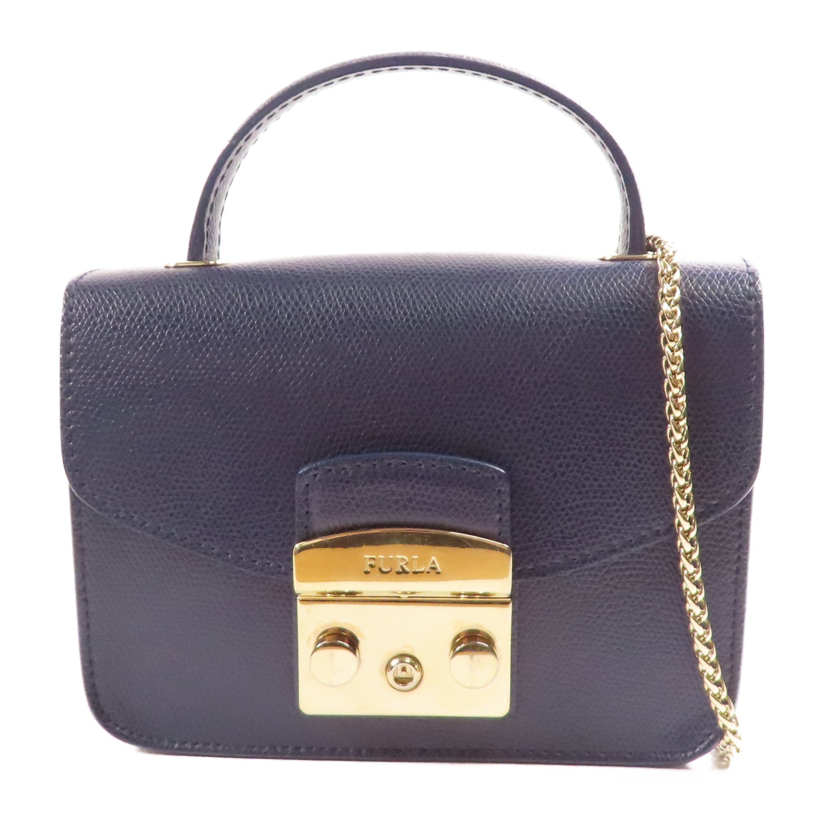 Furla 牛皮皮革Shoulder Bag金扣手挽肩背兩用袋
