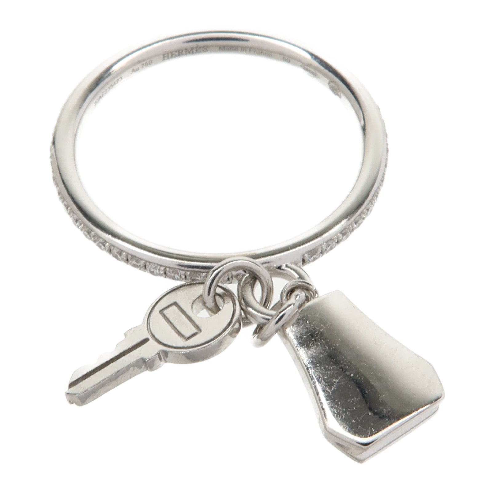 HERMES 18K白金Kelly Clochette Ring戒指Hermes#50/US#5.25