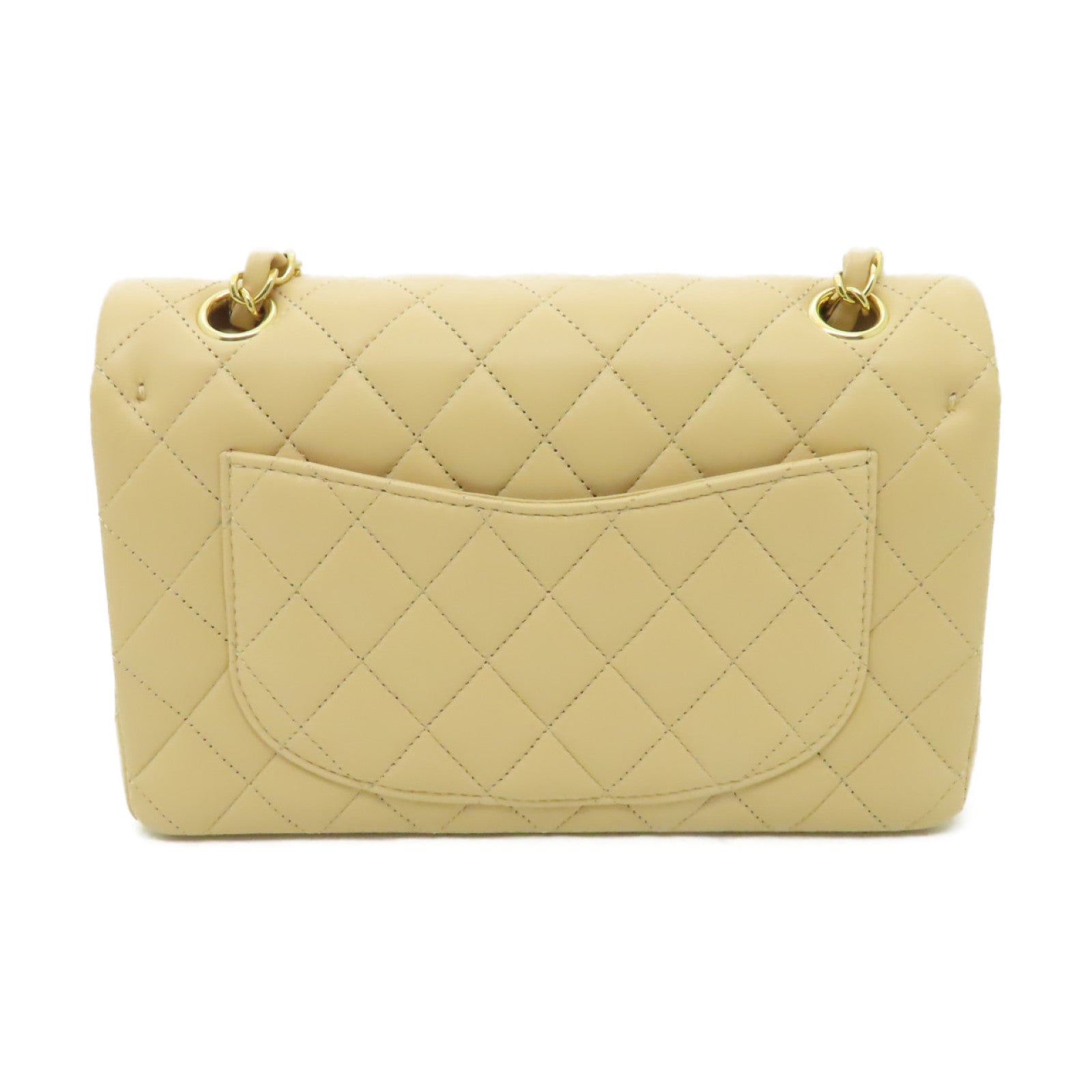 CHANEL 【清倉大減價】菱格羊皮皮革Classic 23金扣鏈帶肩背袋米色