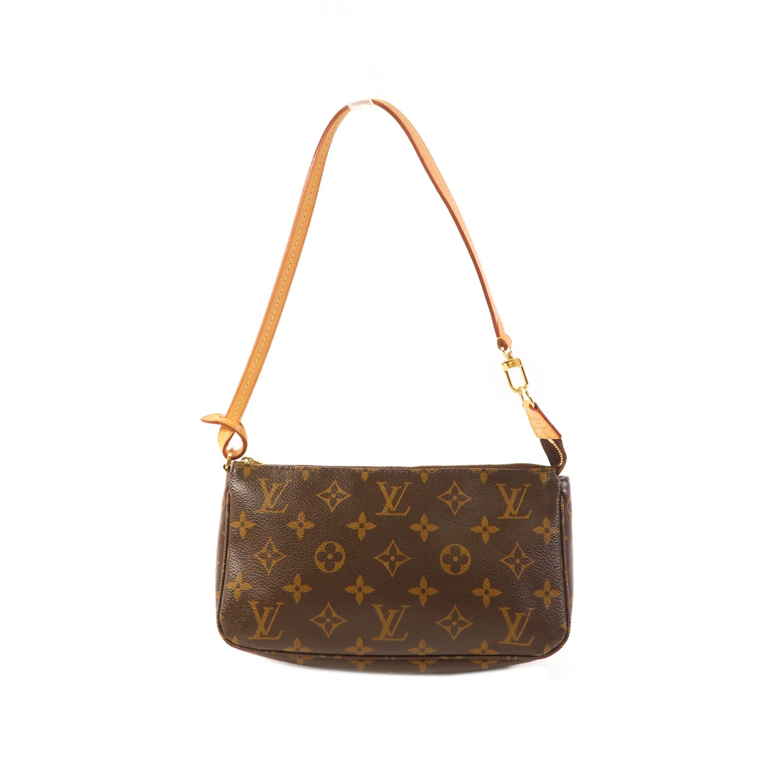 LOUIS VUITTON Monogram Pochette Accessoires金扣手拿包棕色