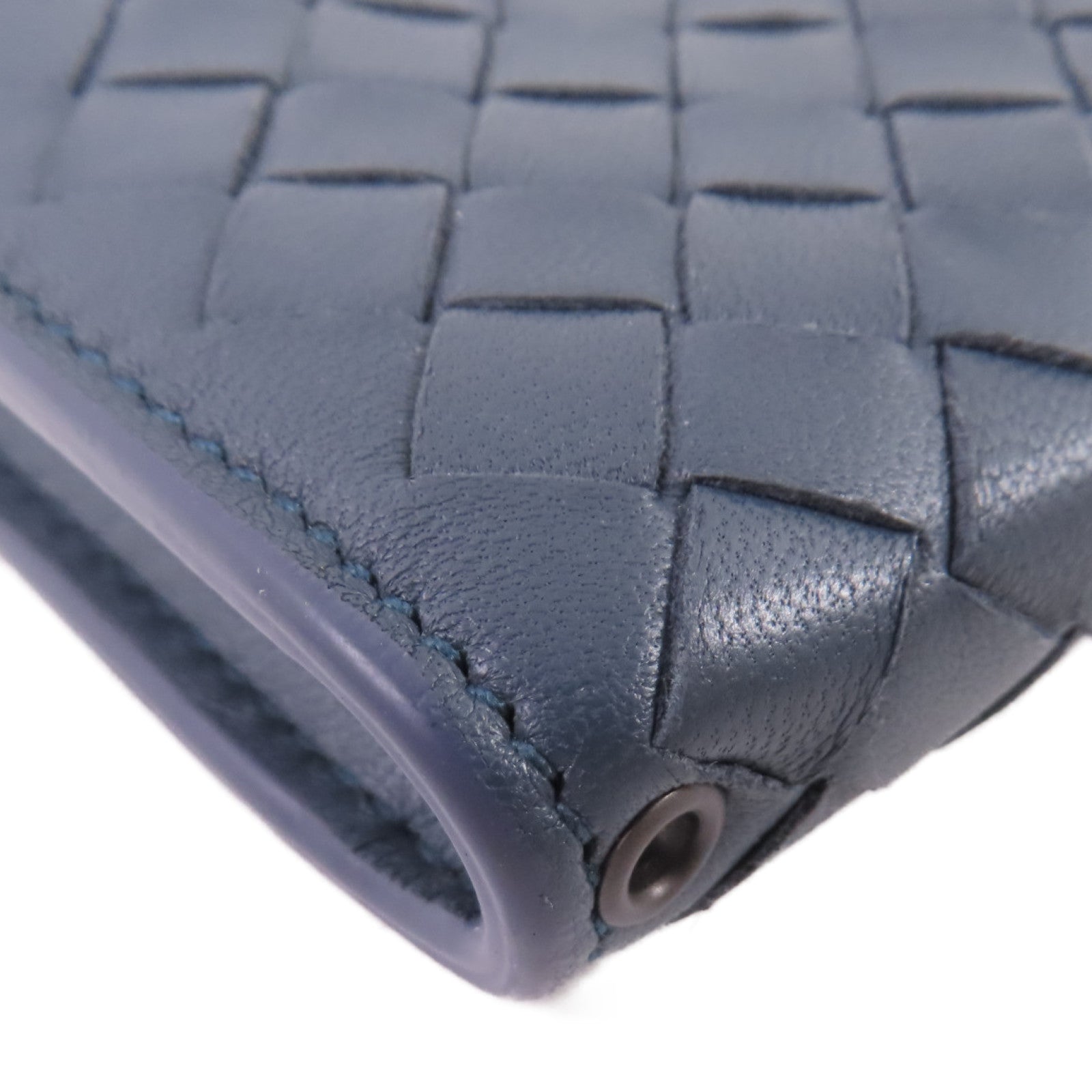 BOTTEGA VENETA 織紋皮革Zipper Long Wallet拉鏈長錢包藍色