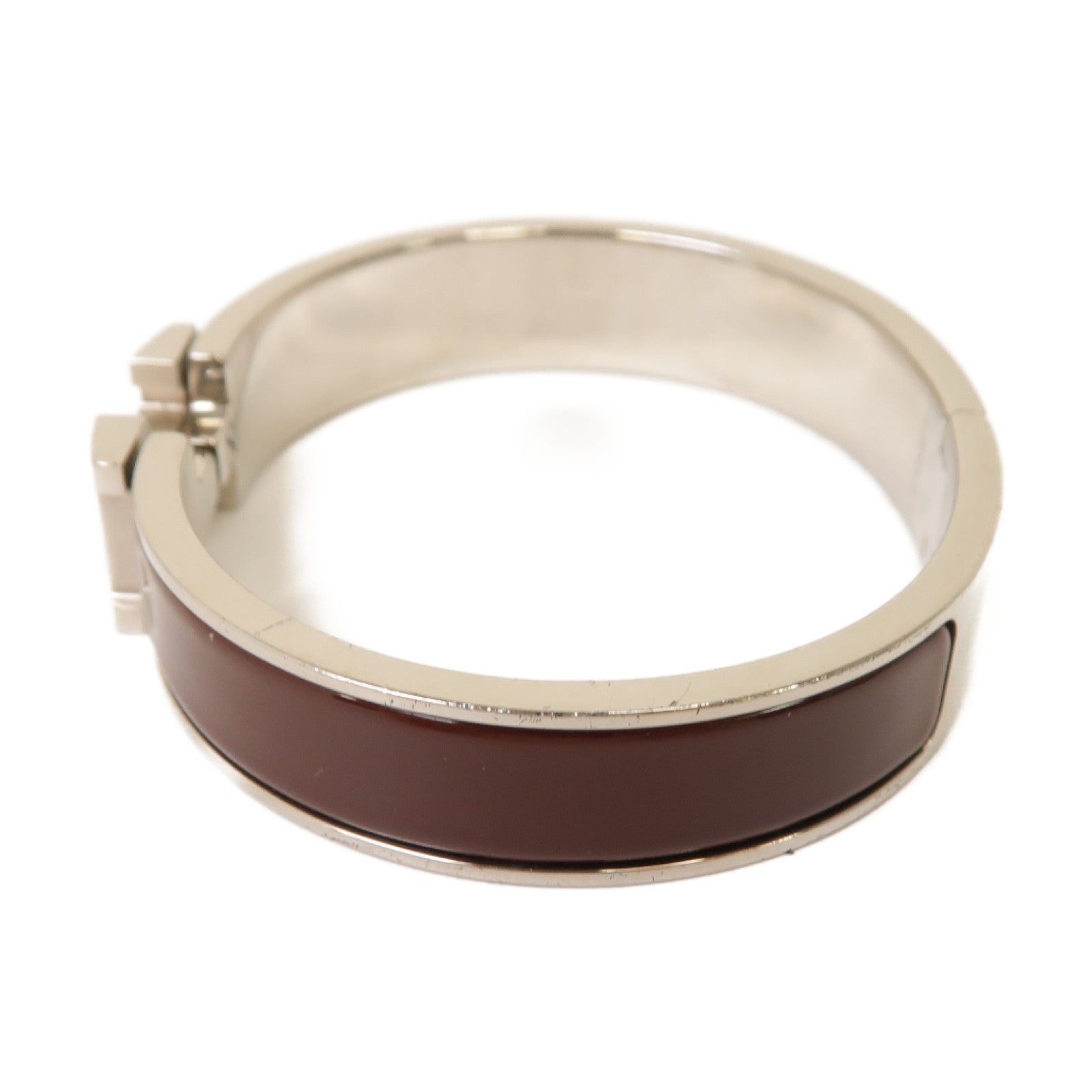 HERMES 【激減優惠】琺瑯/金屬Clic H Bracelet手鐲酒紅色