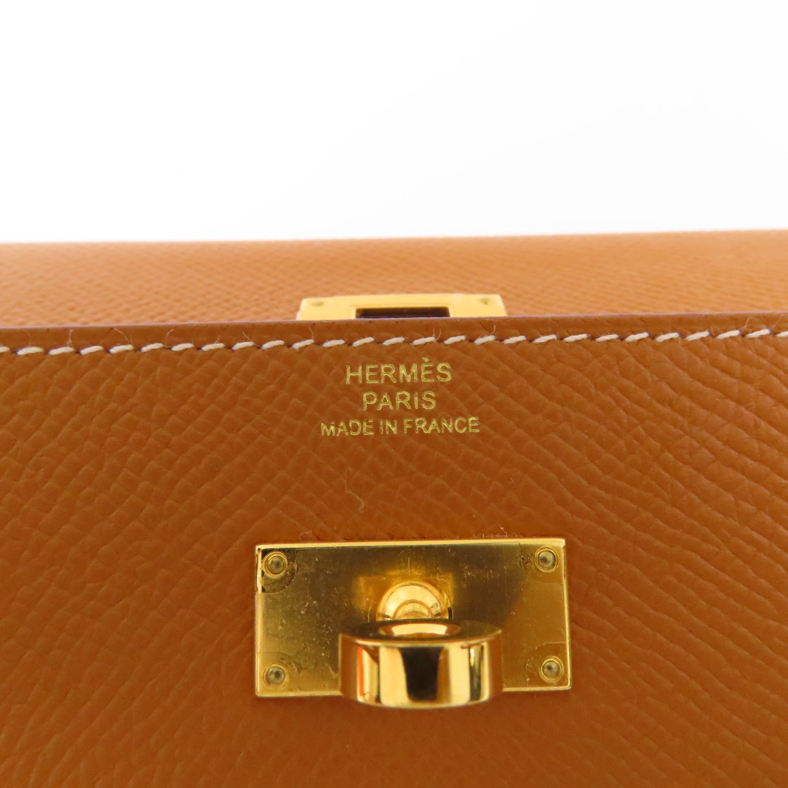 HERMES Epsom皮革Kelly To Go銀扣肩背袋37 Gold