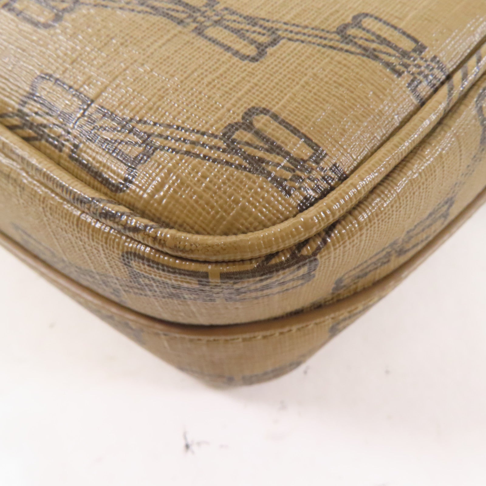 BALENCIAGA GHW Signature Camera Shoulder Bag 702701 Coated Canvas Brown