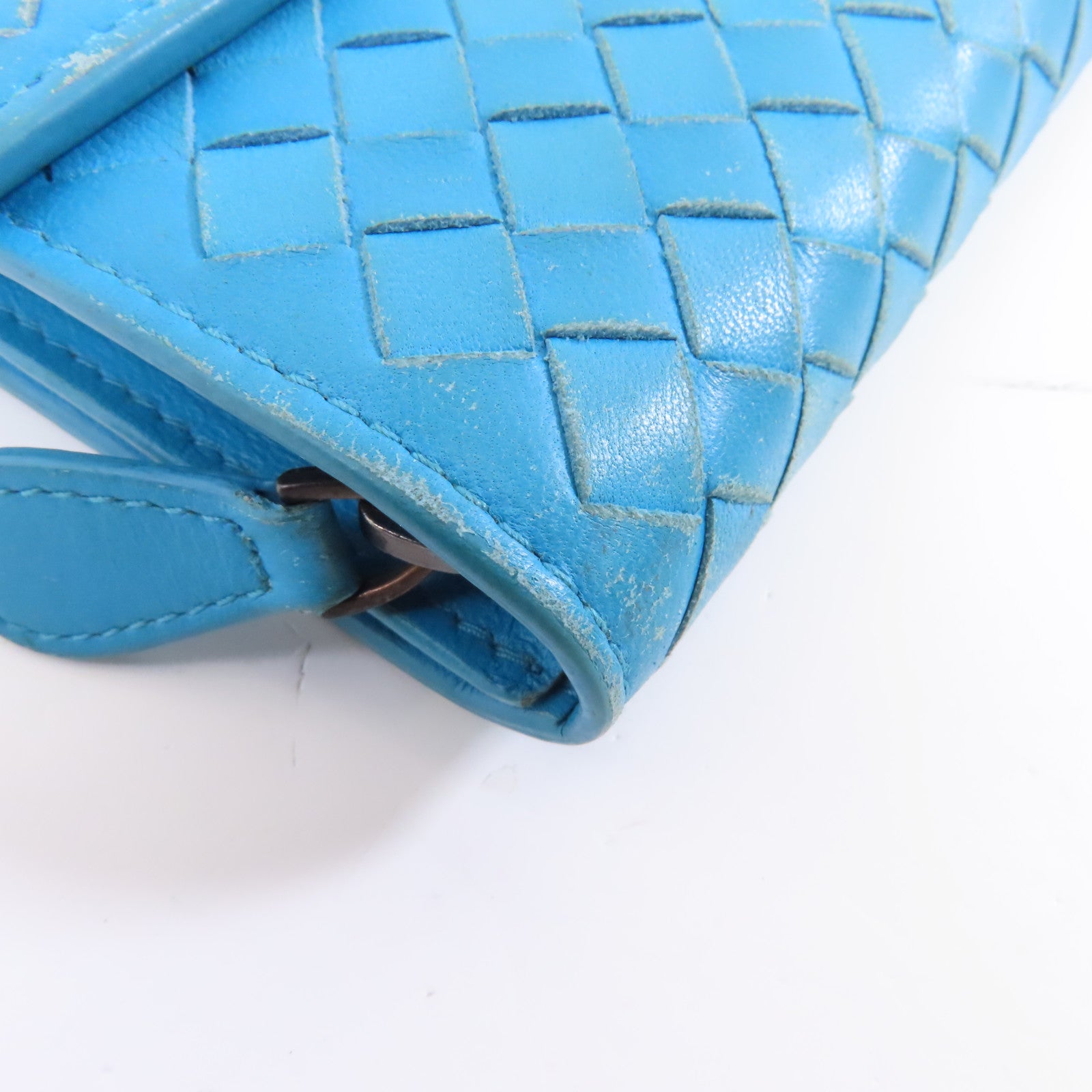 BOTTEGA VENETA 【激減優惠】皮革Long Wallet長錢包綠松石色