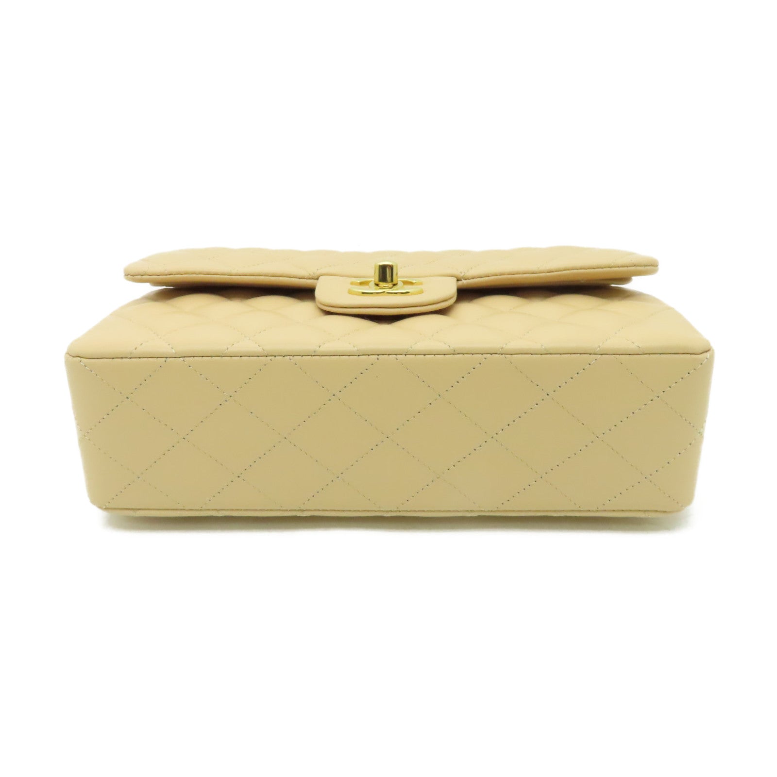 CHANEL 【清倉大減價】菱格羊皮皮革Classic 23金扣鏈帶肩背袋米色