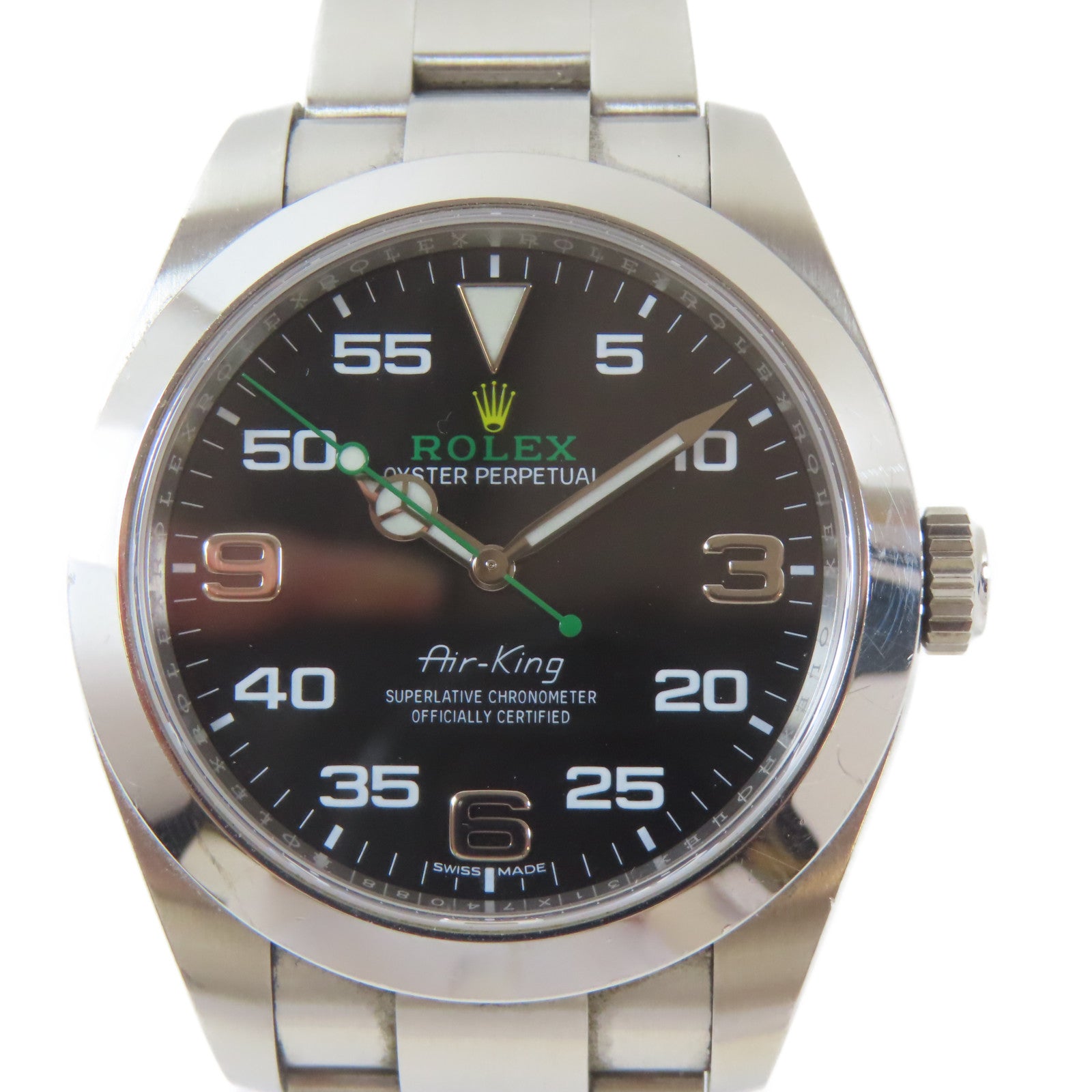 ROLEX Air King不鏽鋼手錶自動機芯黑色#17.5cm
