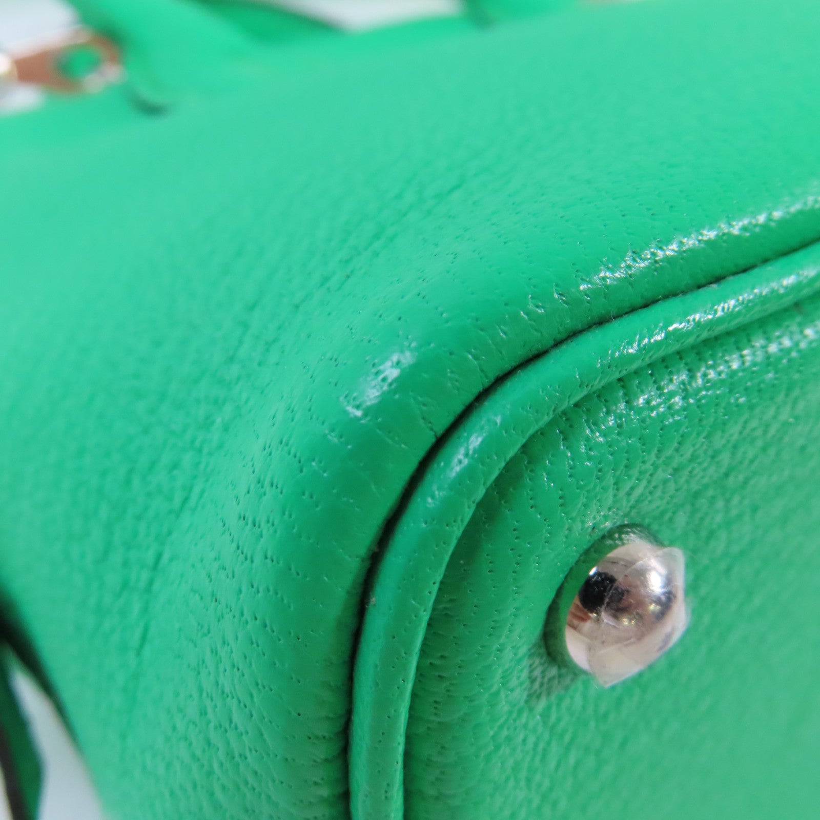 HERMES 【激減優惠】Chevre皮革Mini Bolide 1923 Shoulder Bag銀扣肩背袋0Z Vert Comic/ 漫畫綠色