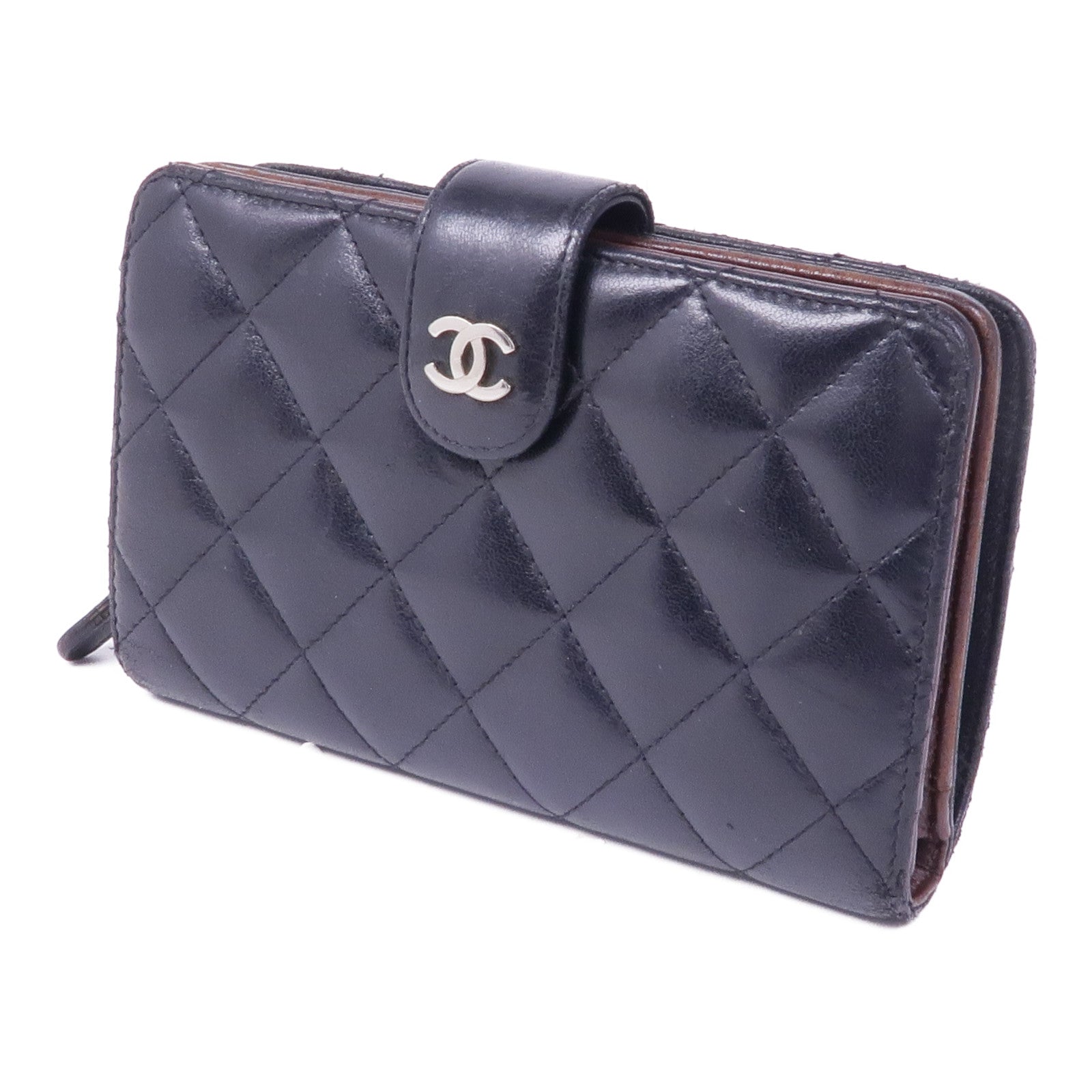 CHANEL 羊皮皮革Wallet銀扣錢包